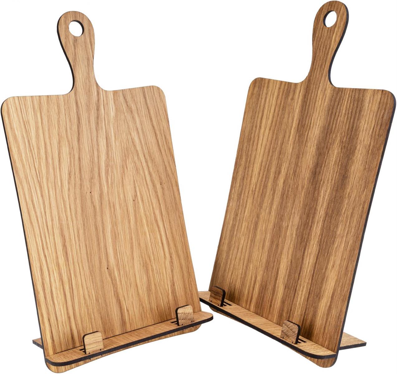 Holz Buchhalter Kochbuchstaender und Tablett Halter mit Griff Eiche FSC geoelt A