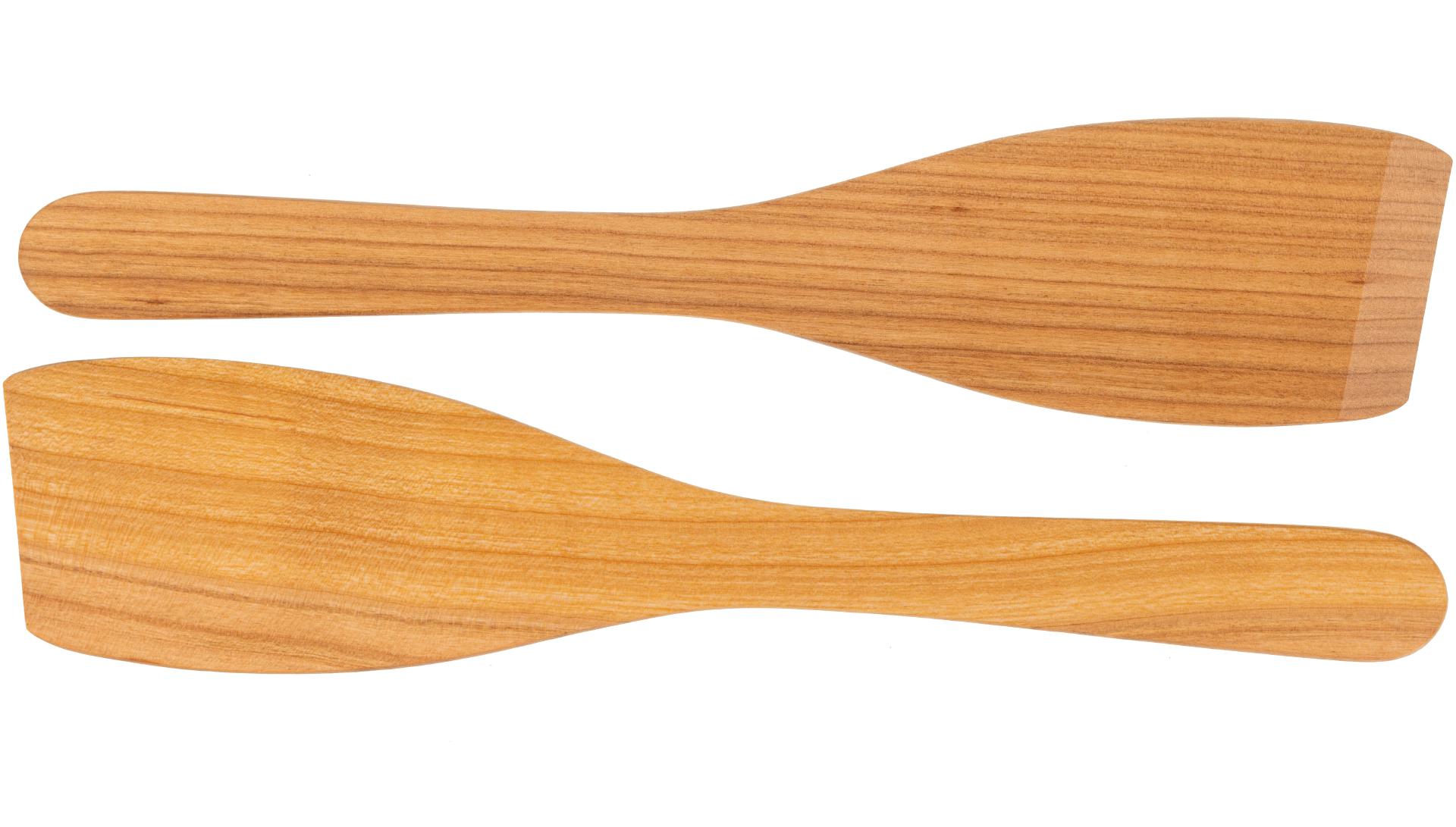 Pfannenwender gebogen aus FSC® Kirschholz geölt - 30 x 6,5 x 0,4 cm