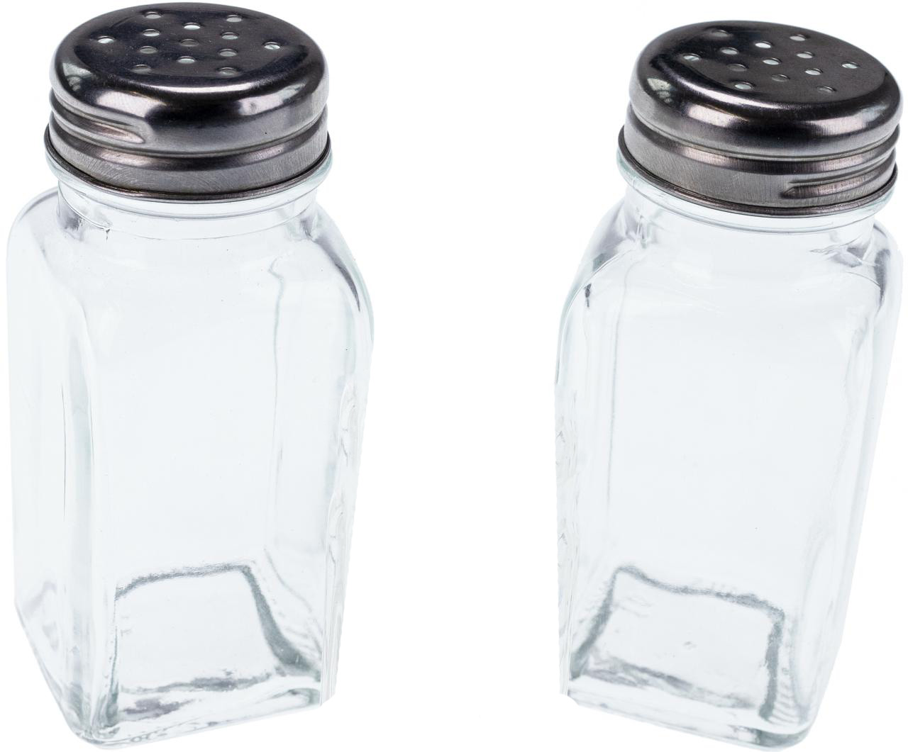 Eckige Salz und Pfefferstreuer Edelstahl und Glas