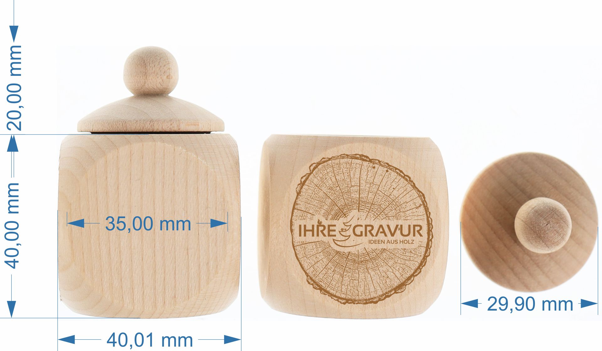 Personalisiertes Holz Zahn Doeschen mit Laser Gravur