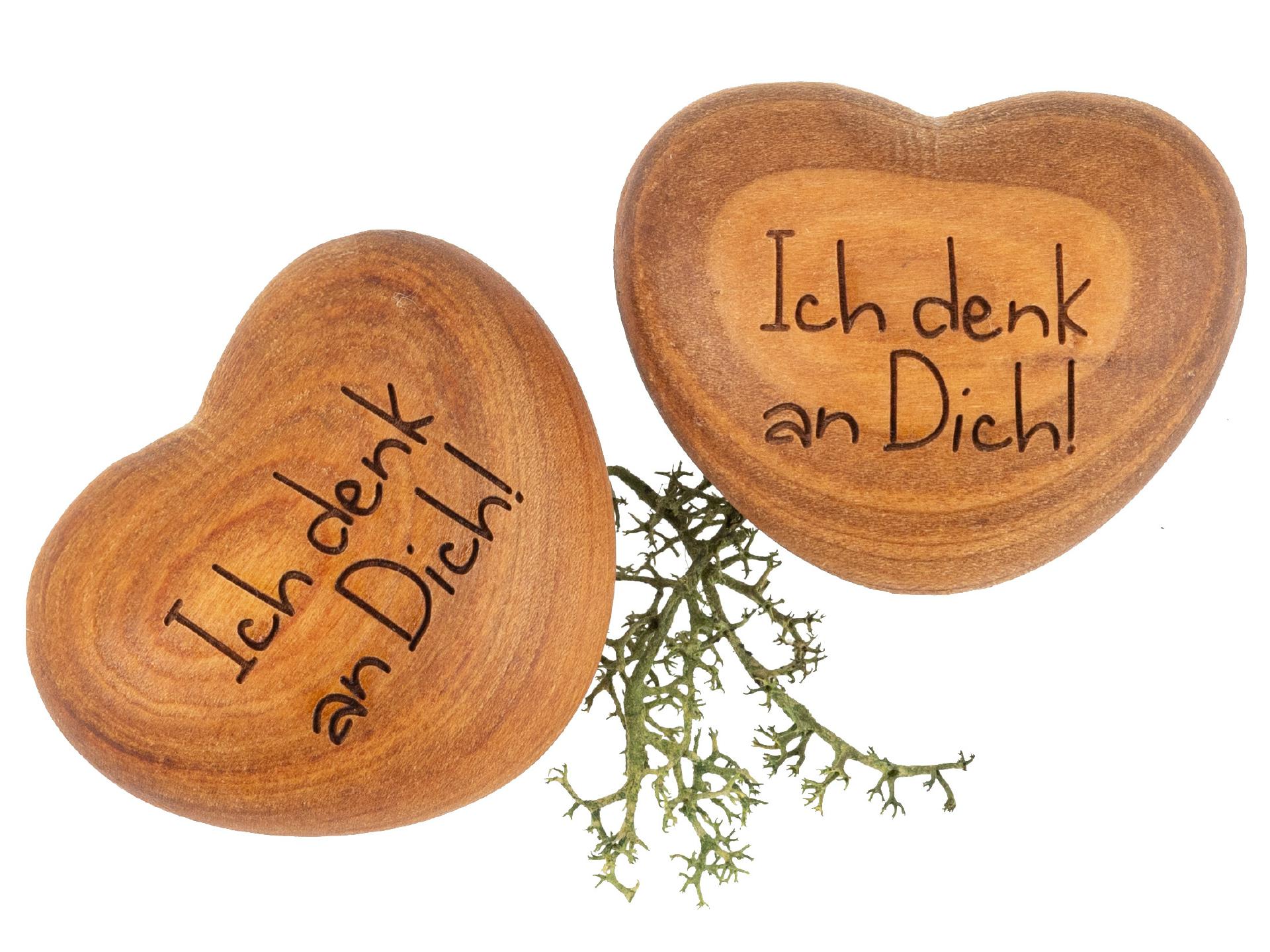 Holz Handschmeichler - Kirsche geölt - Gravur: "Ich denk' an Dich!"