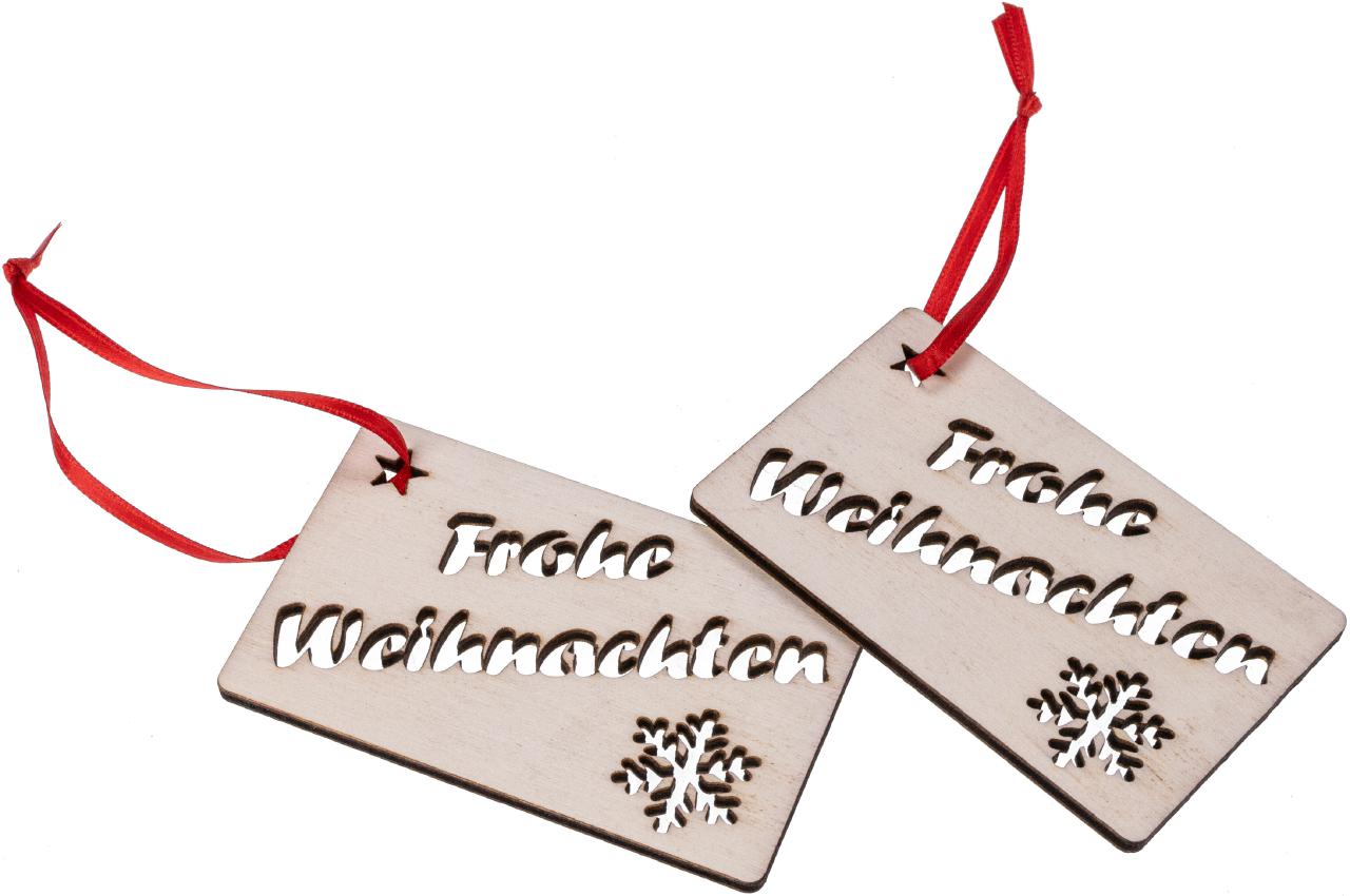 Holz Geschenkkarte Frohe Weihnachten aus Birke mit Band