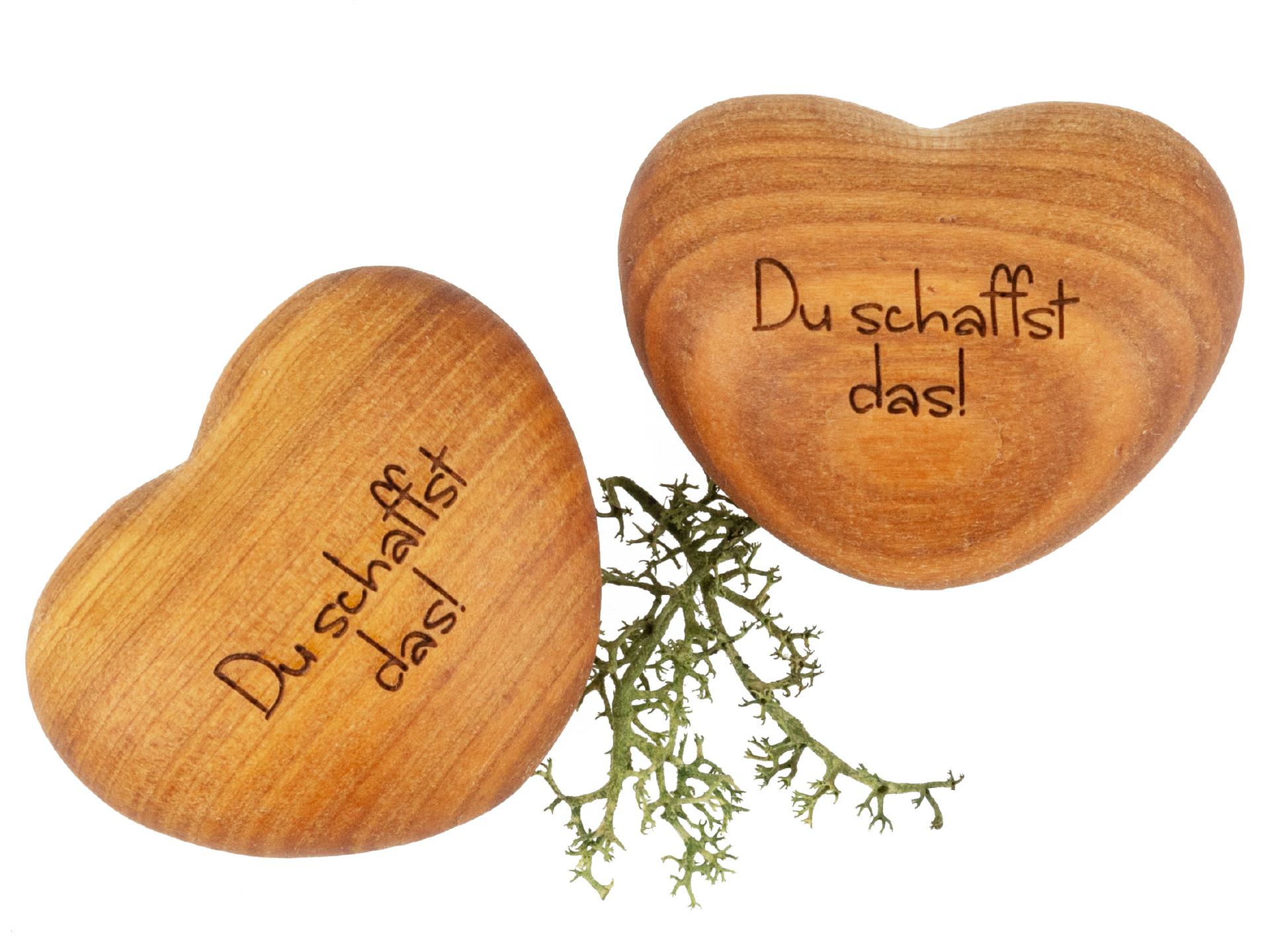 Holz Handschmeichler - Kirsche geölt - Gravur: "Du schaffst das!"