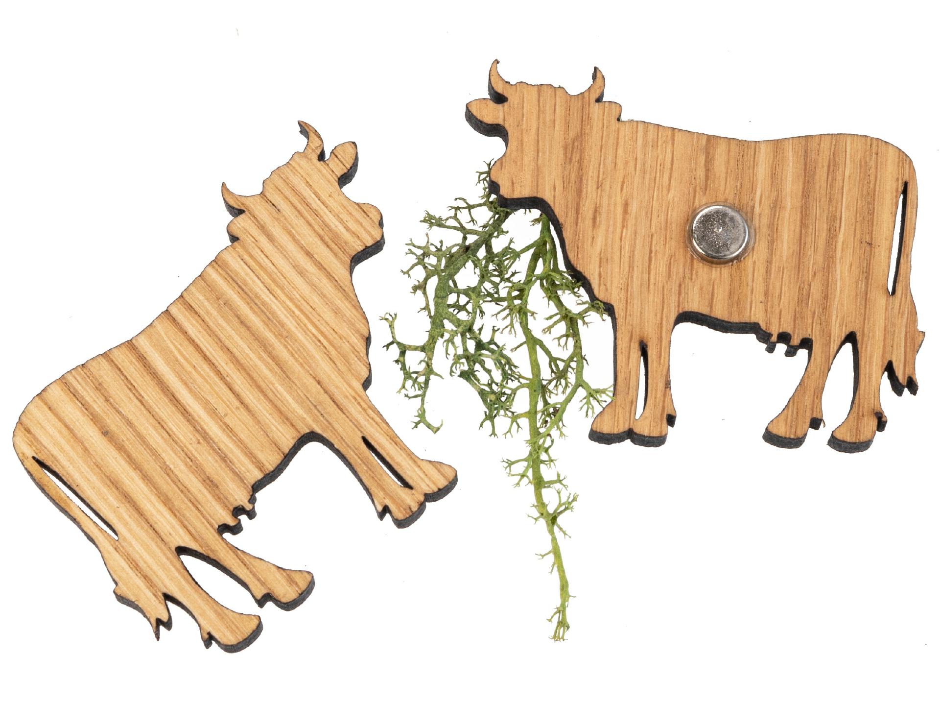 Holz Magnet in Kuh Form, geölt | Eiche geölt FSC® zertifiziert