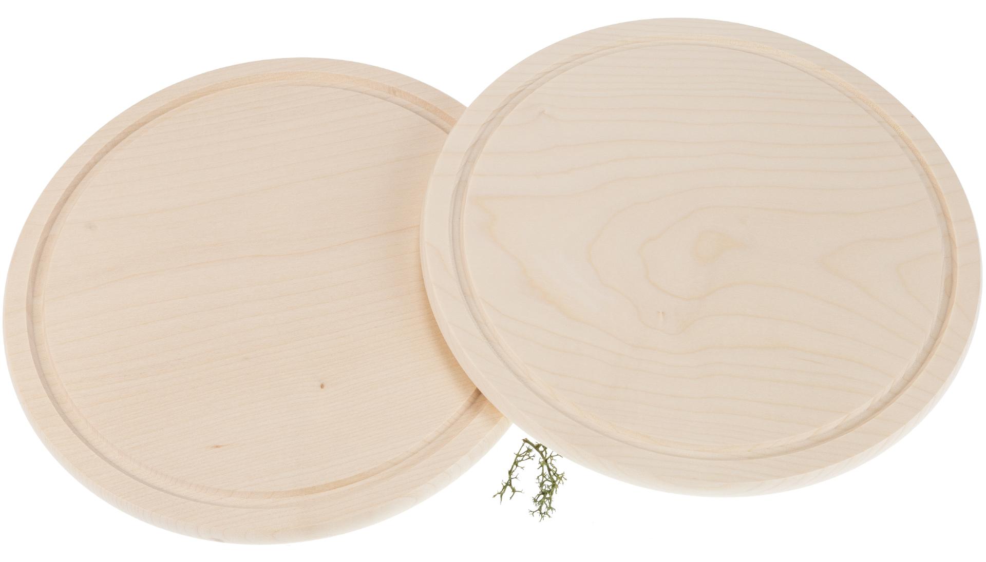 Runde Schneidebretter mit Saftrille aus FSC® Ahorn Holz Ø 24 cm