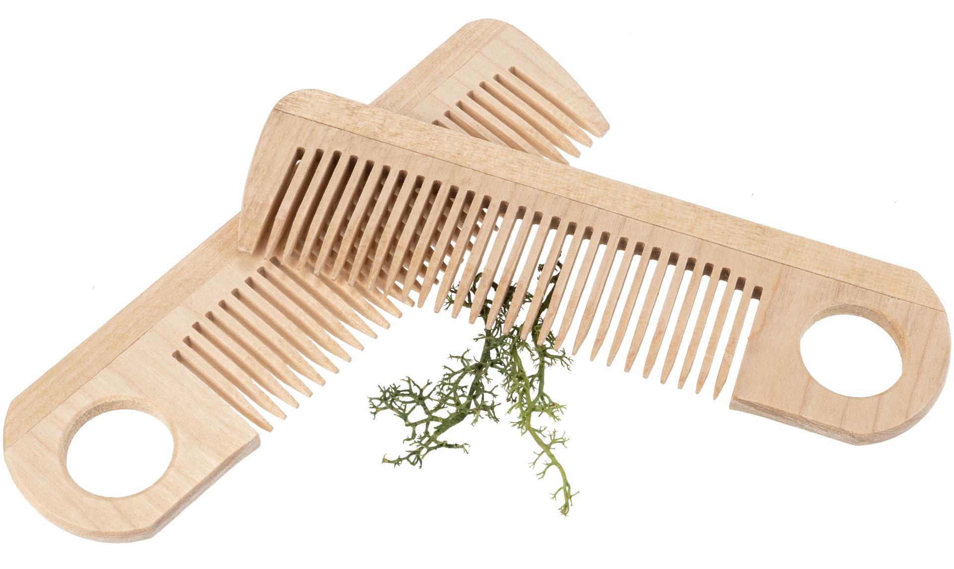 Natürlicher Holzkamm mit Griffloch für Haare und Bart aus Ahorn Holz