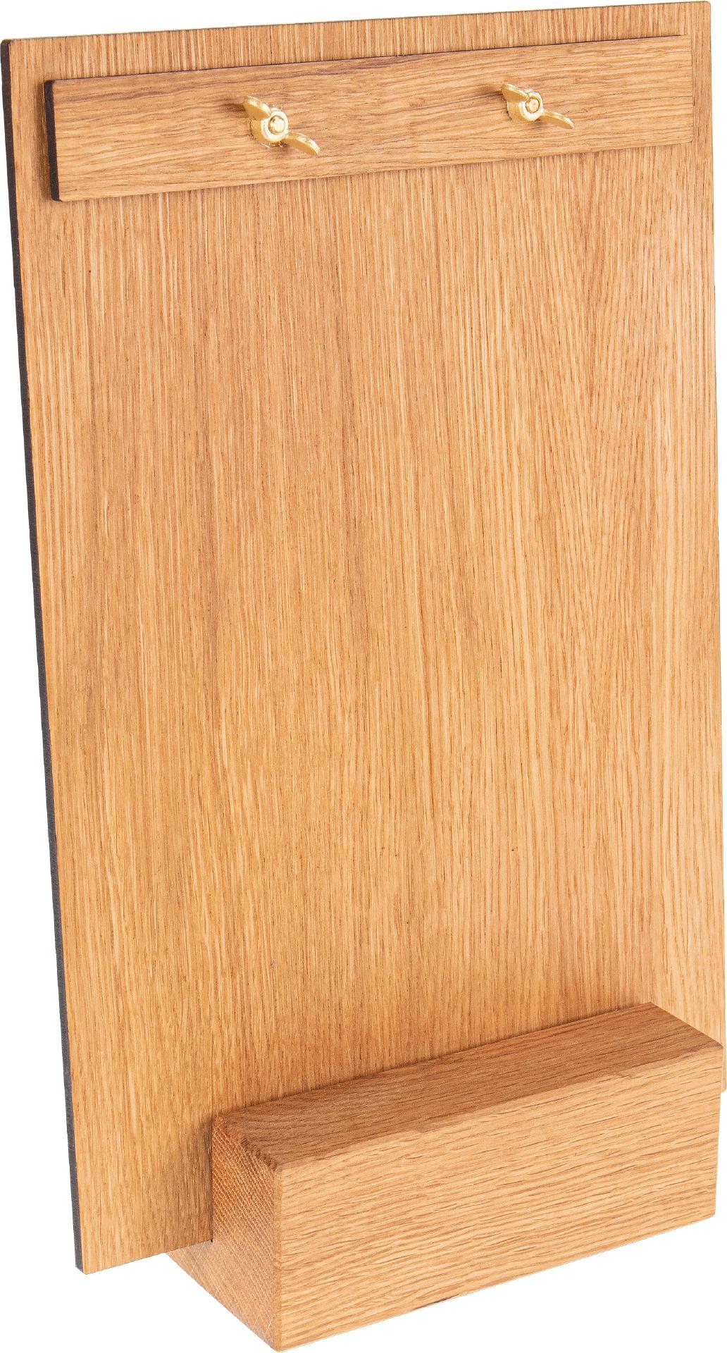 Menuekarte mit Holzklemme aus Eiche Fluegelmuttern FSC