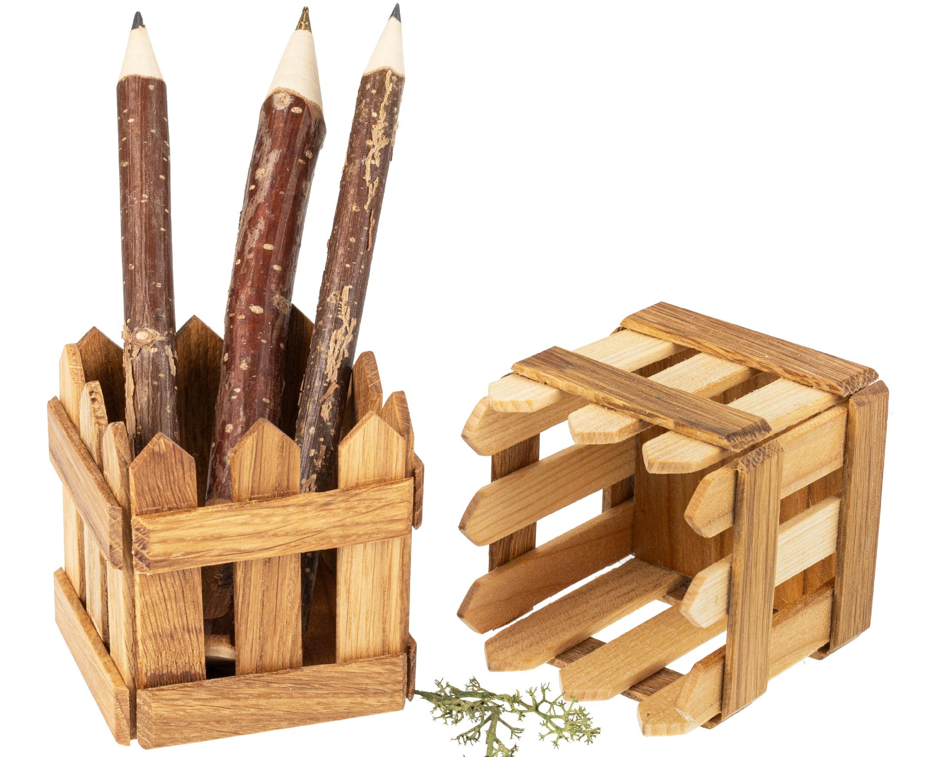 Handgefertigte Kirschholz-Stiftebox | Elegante Aufbewahrung  ca. 75 x 75 x 75 mm