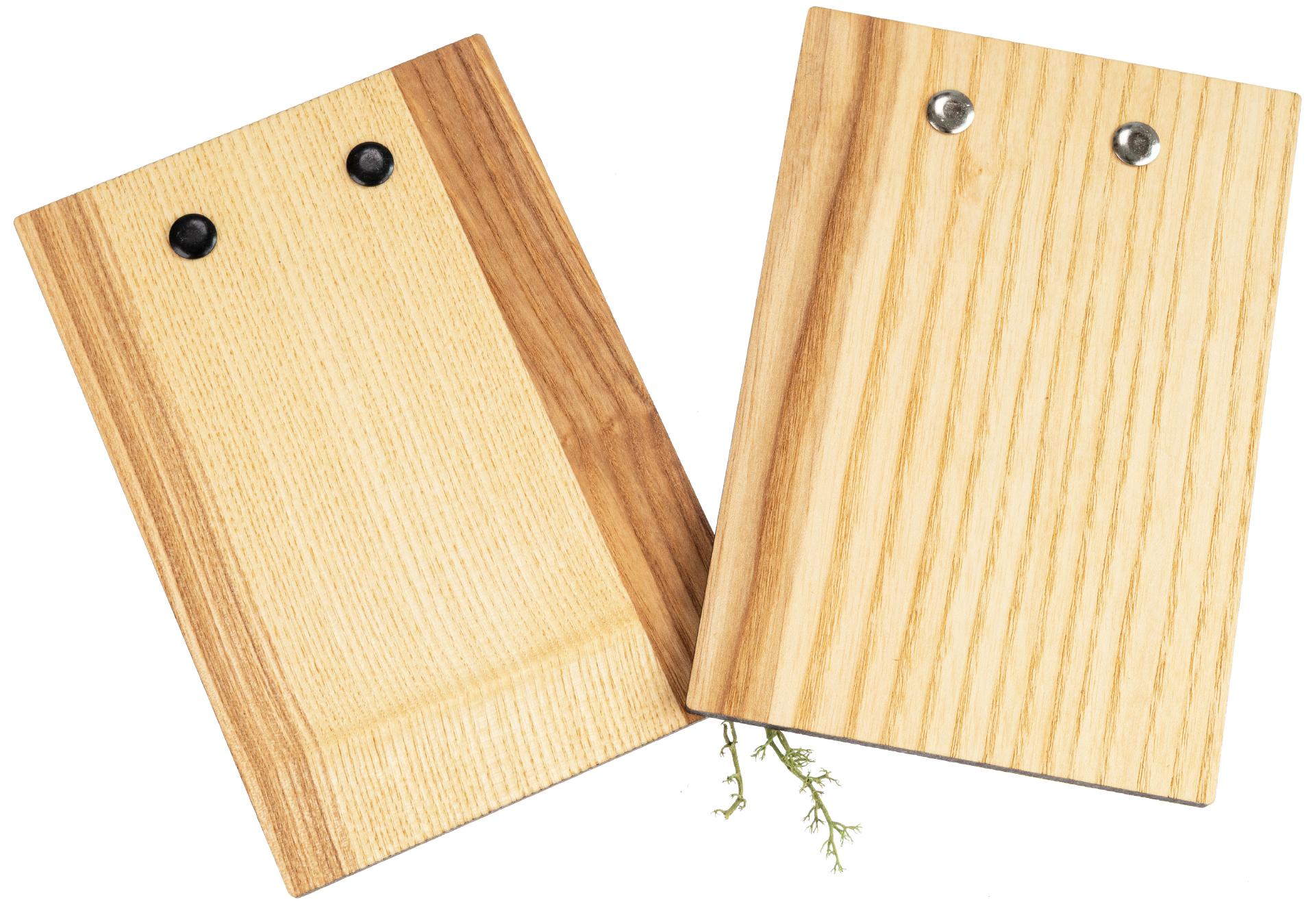 Rechnungs Klemmbrett / Notizbrett / Kellnerblock aus FSC® Esche geölt - Briefklemme Schwarz