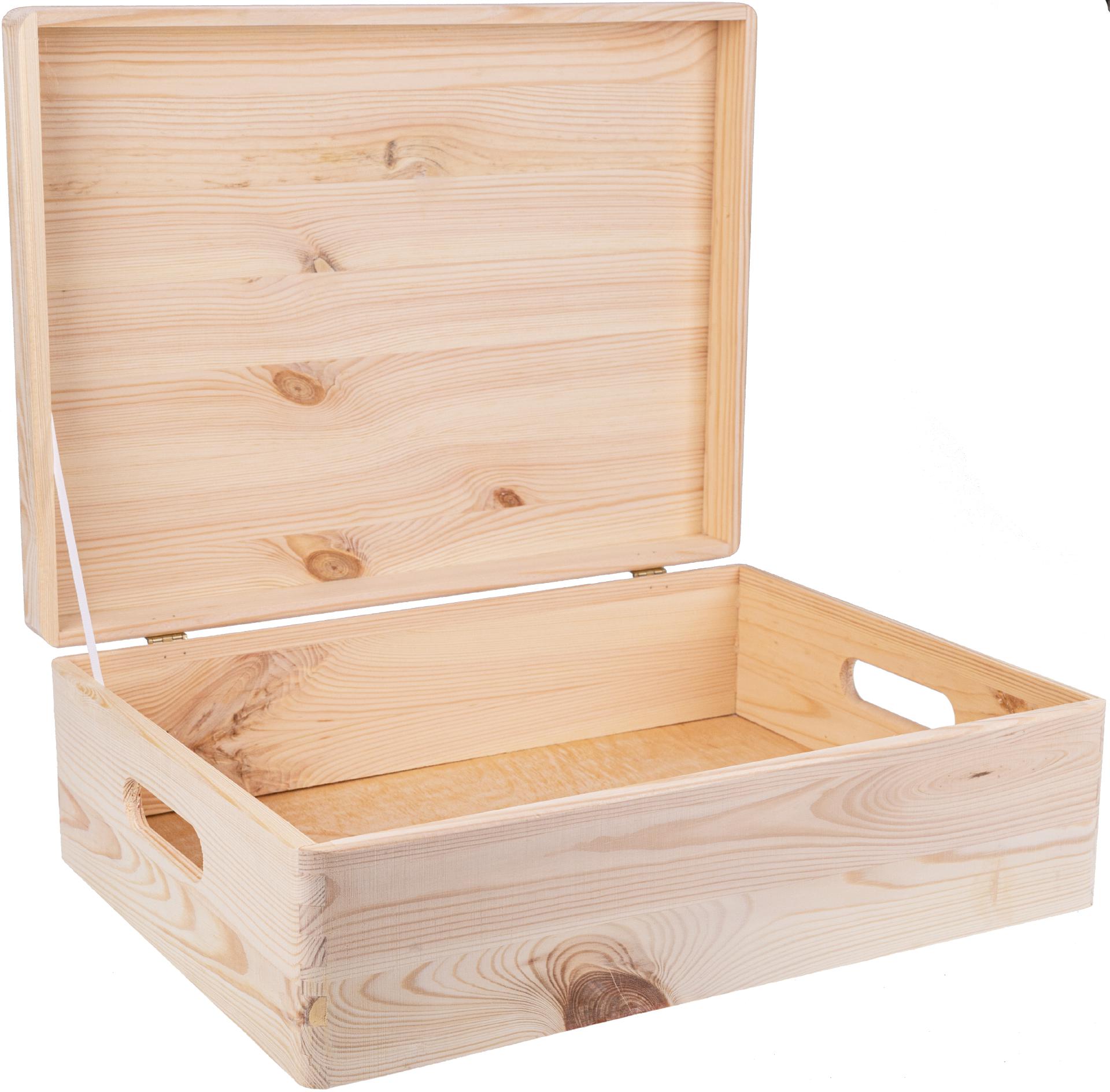 GroÃŸe Holz Kiste mit Massivholz Klappdeckel und Griff