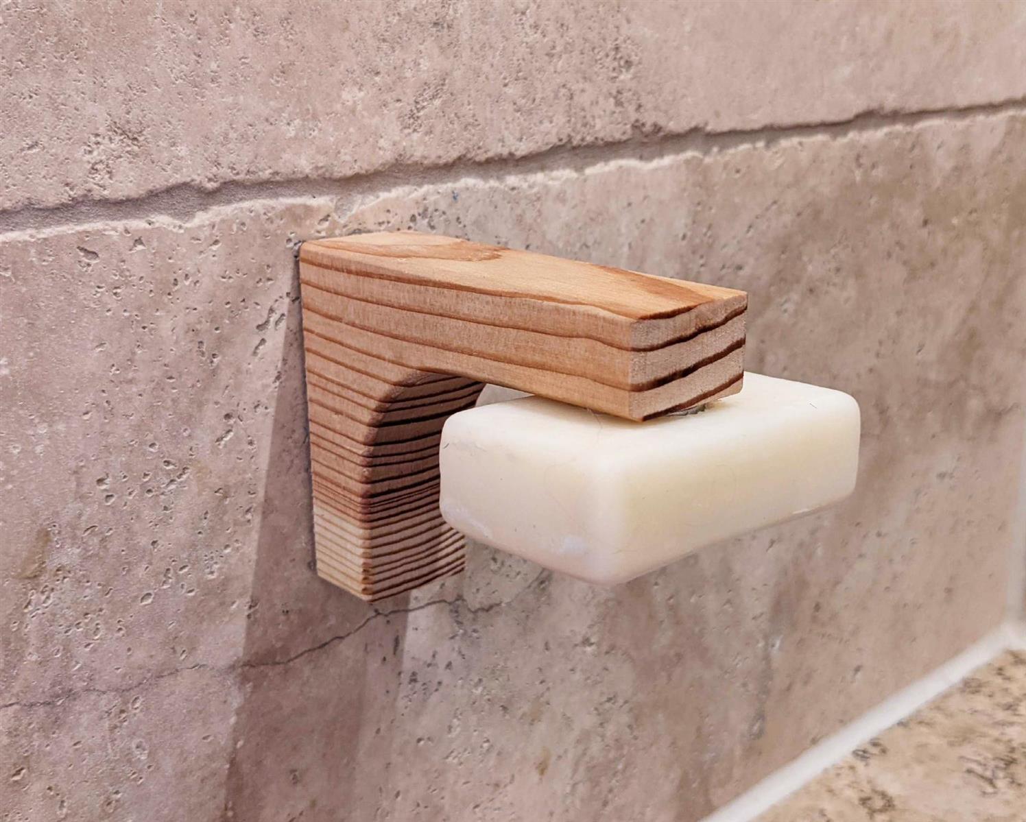 Laerchenholz Seifenhalter mit Magnetplatte Magnetischer Seifenhalter aus Holz fuer Badezimmer und Kueche