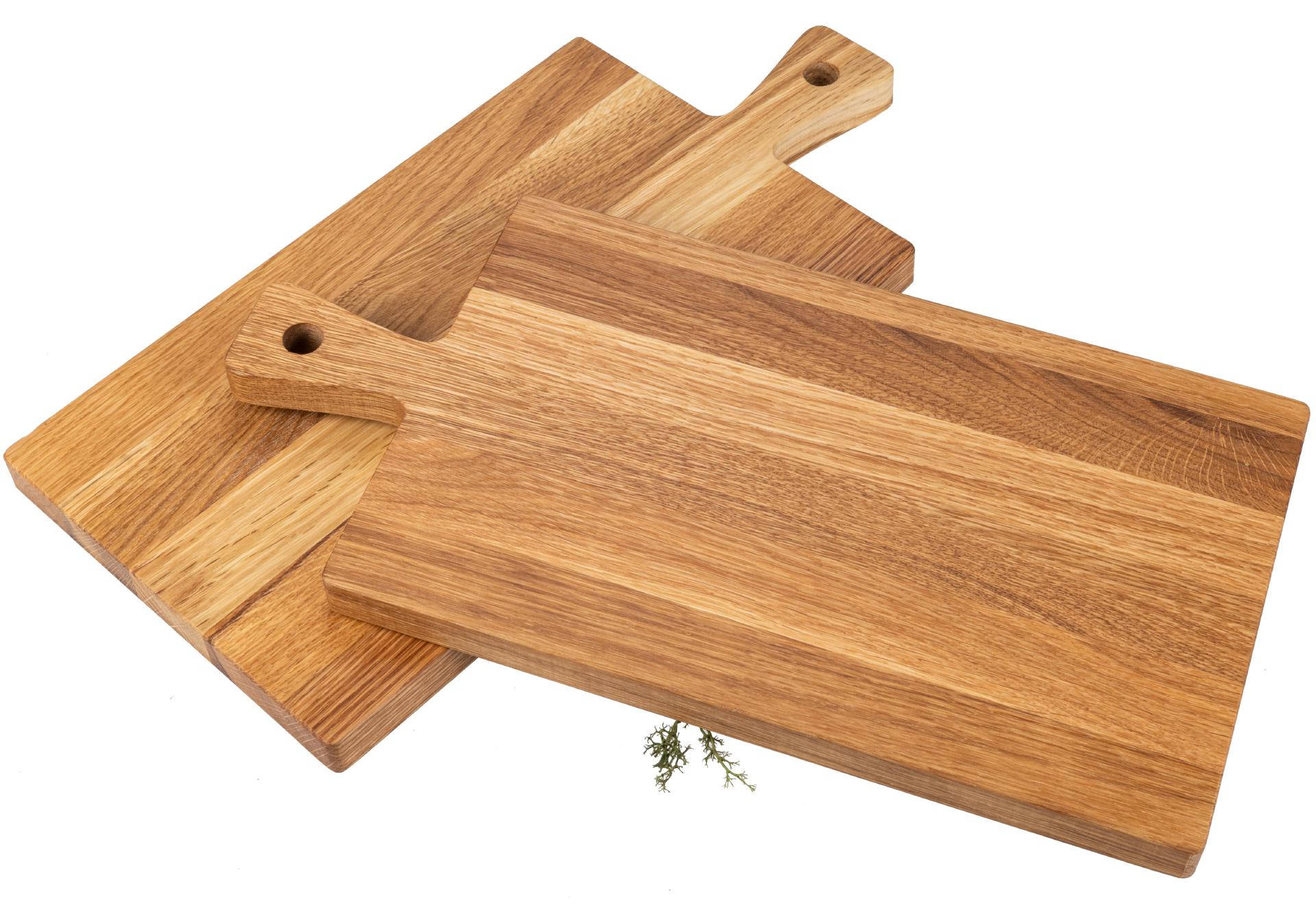 Schneidebrett mit Griff aus Eiche geölt - Servierbrett 40 x 20 x 2 cm