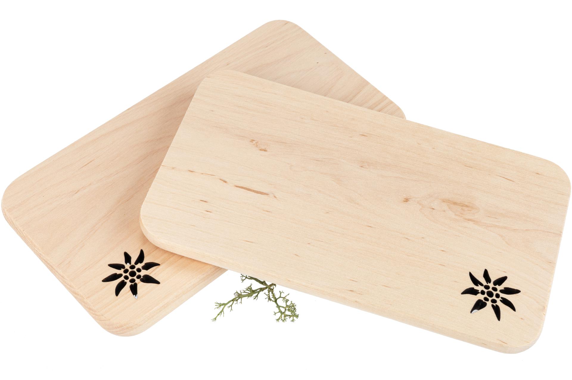 Schneidebrett aus FSC® Erle mit Laserschnitt 22,5 x 12,5 x 1,2 cm - Edelweiß geölt