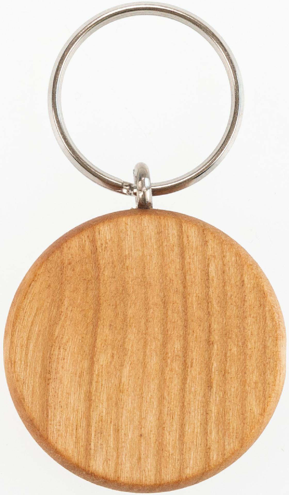 Runder Holz Schlüsselanhänger aus FSC® zertifiziertem geöltem Kirschholz 4,2 cm
