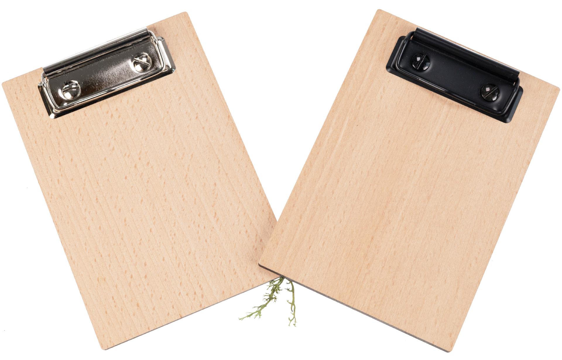 Rechnungs Klemmbrett / Notizbrett / Kellnerblock aus FSC® Buche - Briefklemme Schwarz