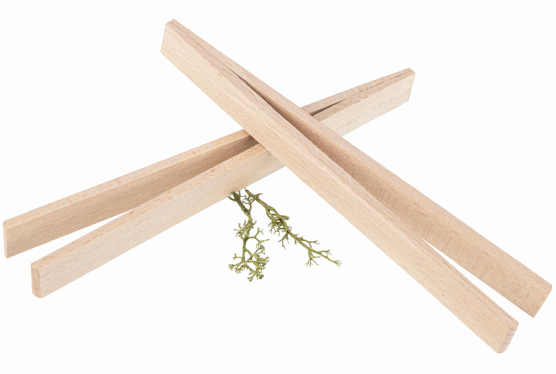 Hochwertige Holz-Grillzange / Würstchenzange aus Buchenholz 16 cm