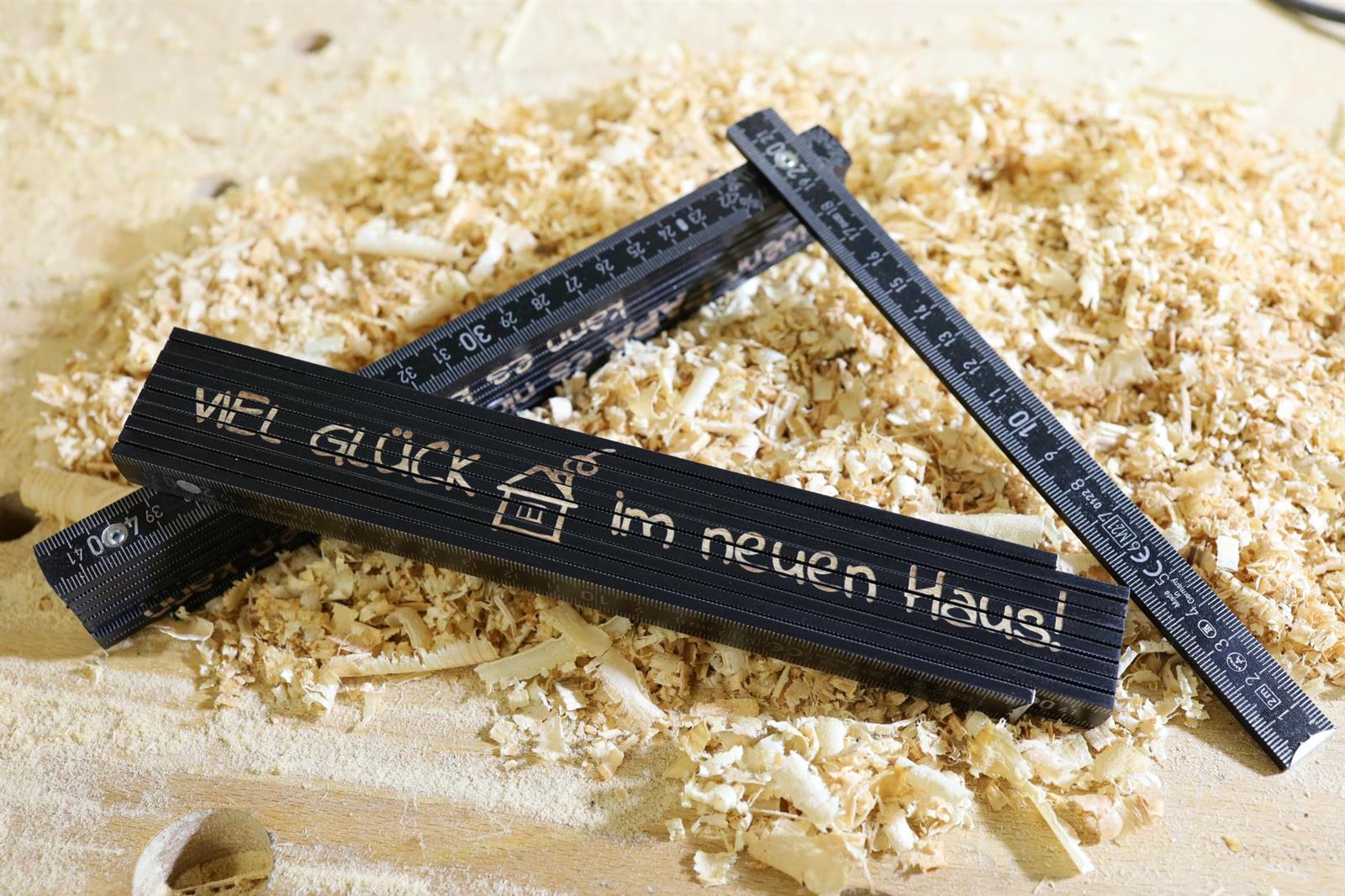 Viel Glueck im neuen Haus Zollstock Schwarzer Meterstab