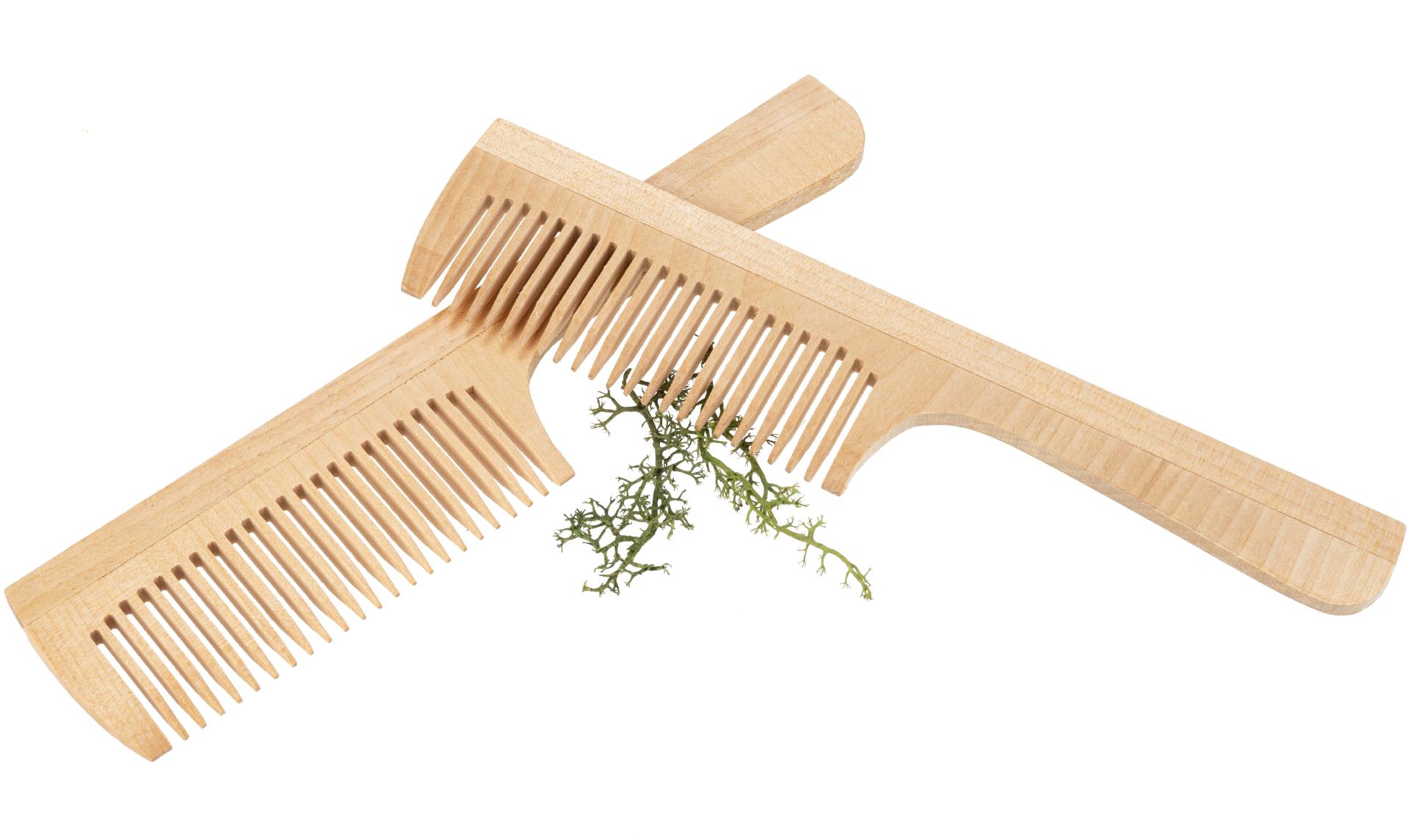 Ahorn-Holzkamm mit Griff für schonendes Kämmen