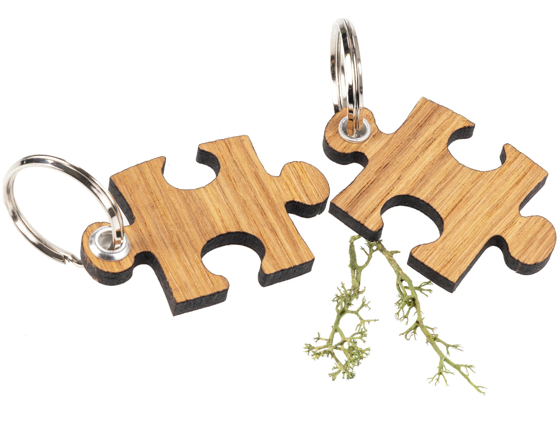 Holz Schlüsselanhänger - Eiche geölt 5 mm - Maße: 6 x 4 cm, Puzzleteil FSC®