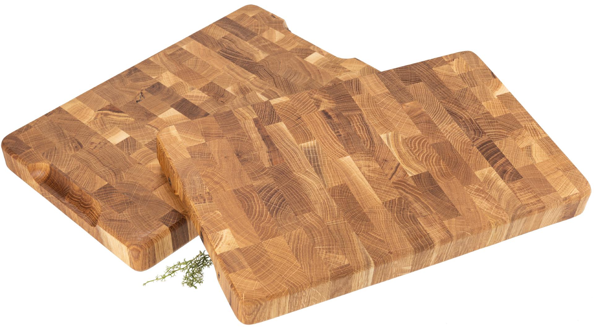 Stirnholz Hackblock aus Eiche | 50x30x4 cm mit Griffmulden