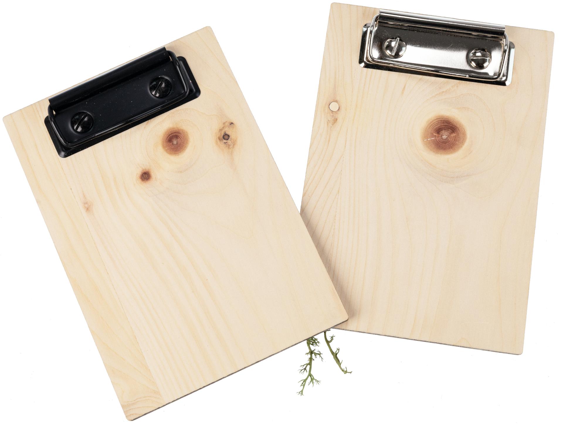 Rechnungs Klemmbrett / Notizbrett / Kellnerblock aus duftender Zirbe - Briefklemme Schwarz