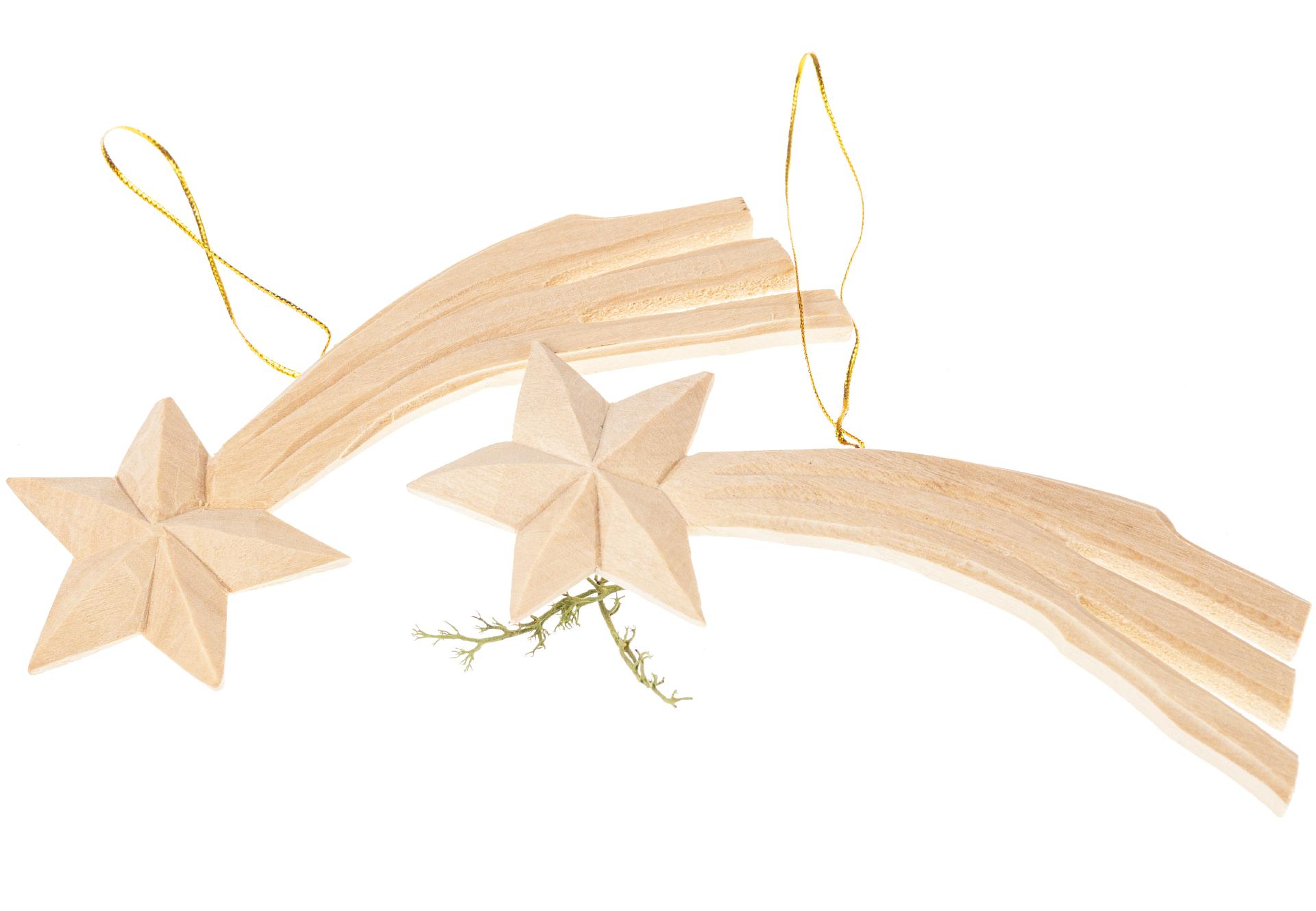 Handgeschnitzter Weihnachtsbaumschmuck | Komet 15 cm aus Lindenholz