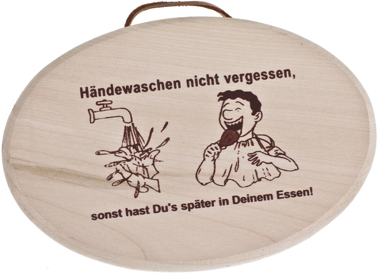 Tuerschild oval Ahorn einfarbiger Siebdruck: Haendewaschen nicht vergessen