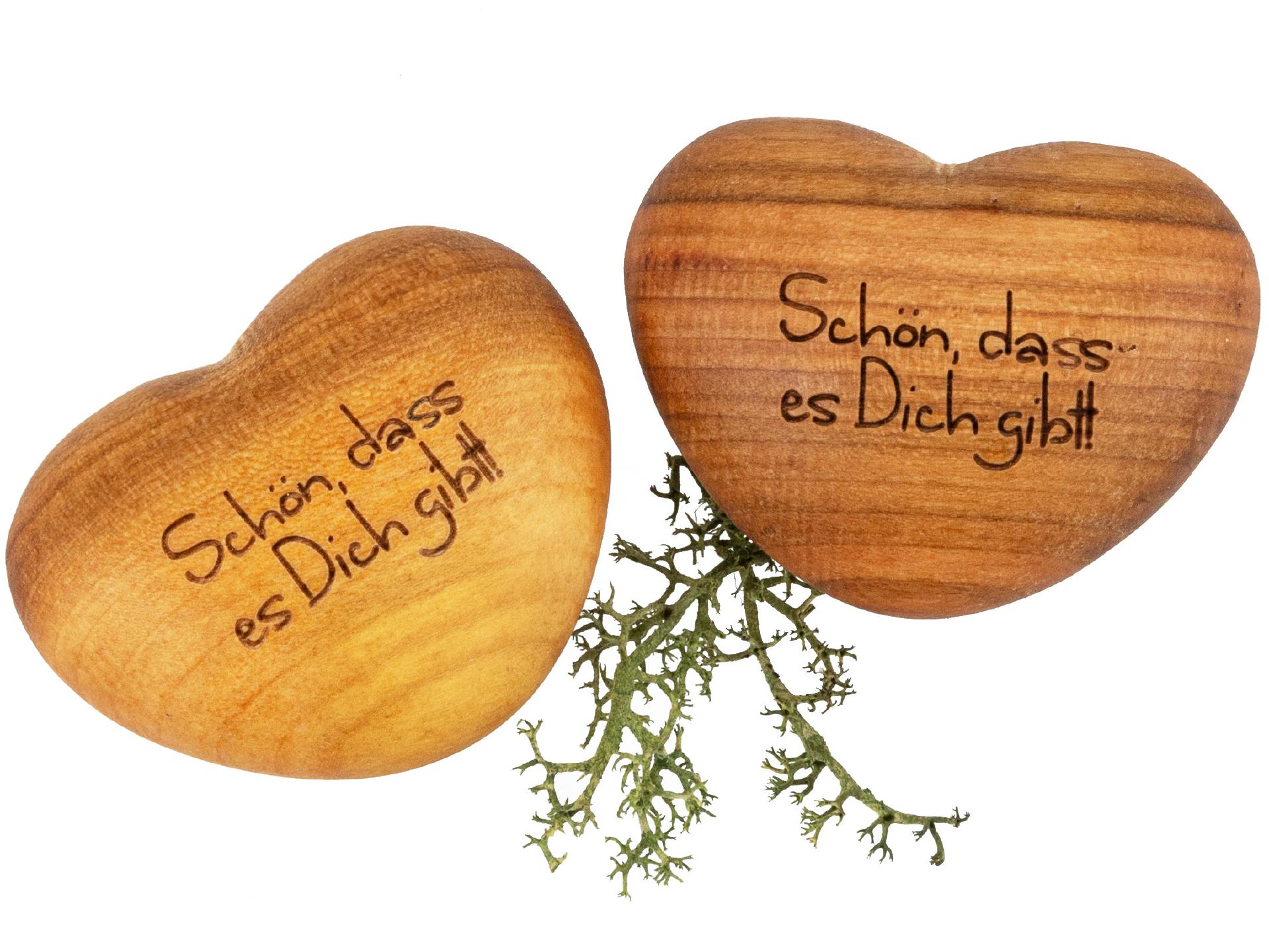 Holz Handschmeichler - Kirsche geölt - Gravur: "Schön, dass es Dich gibt!"