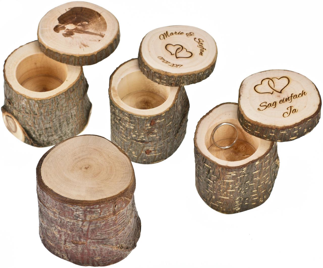 Ringdose Ringbox aus Holz mit eigenem Namen und Datum der Hochzeit