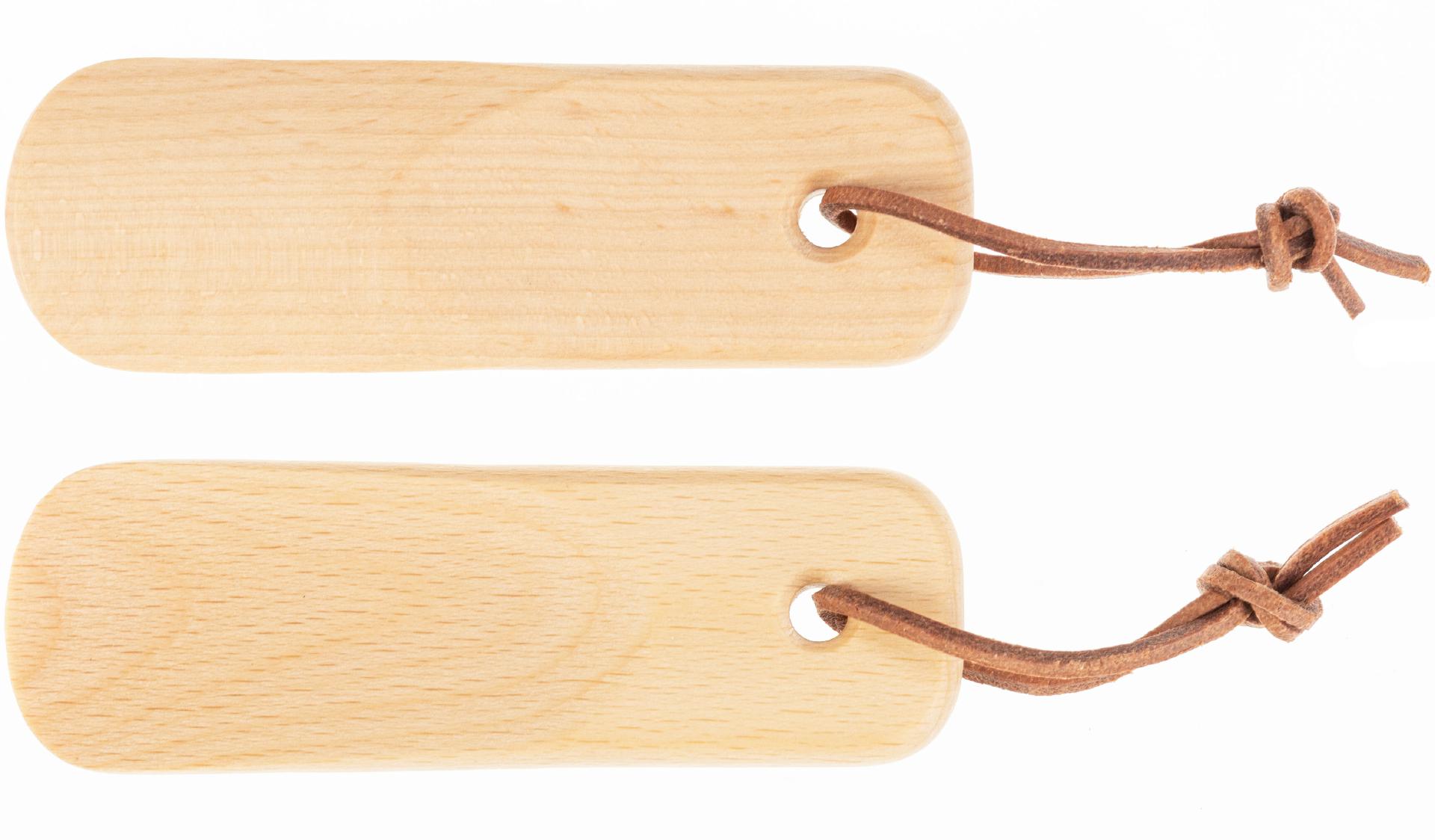Kompakter Schuhlöffel aus Buche geölt | 12cm mit Lederband - Ideal für Reisen