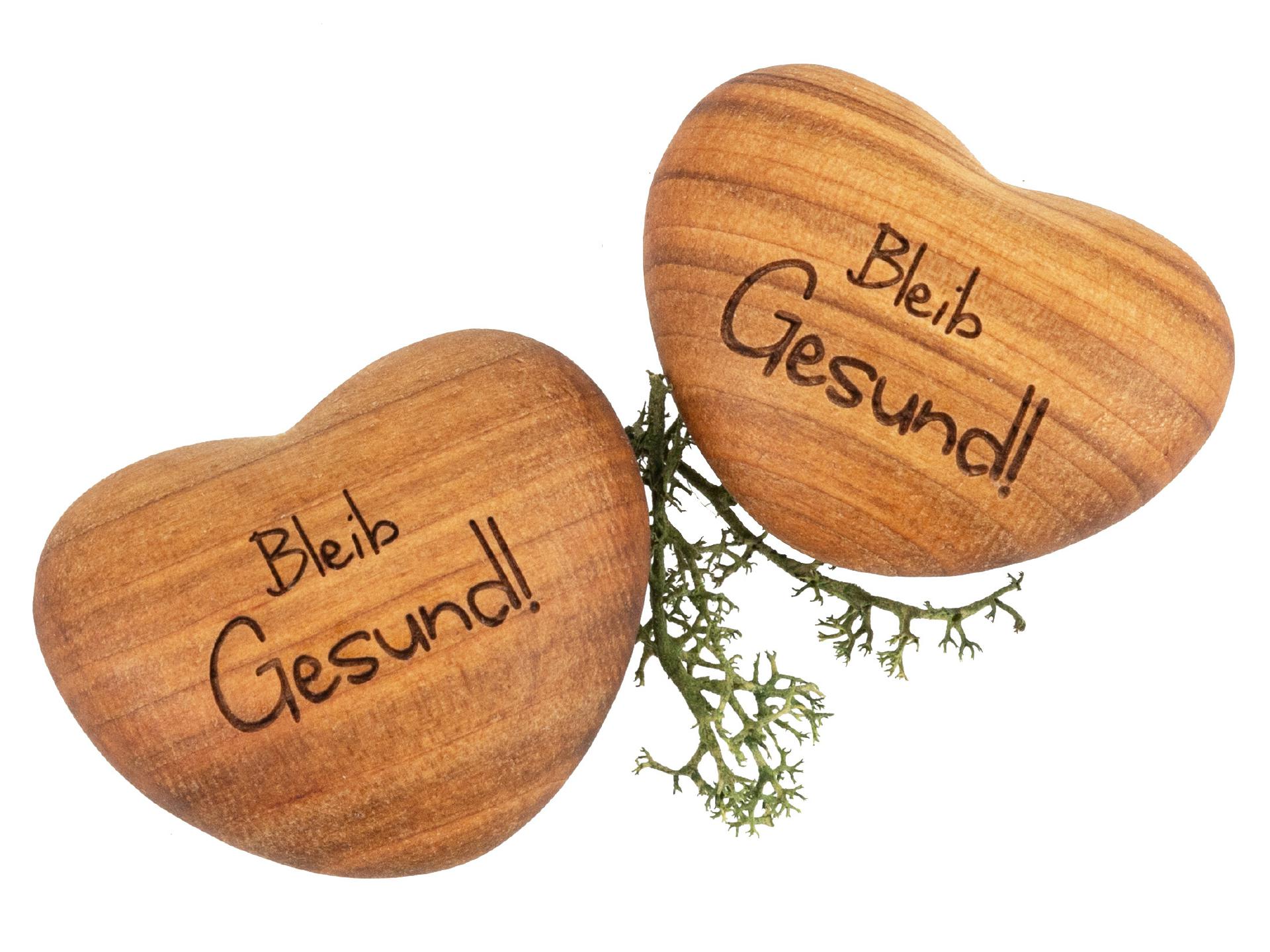 Holz Handschmeichler - Kirsche geölt - Gravur: "Bleib Gesund!"