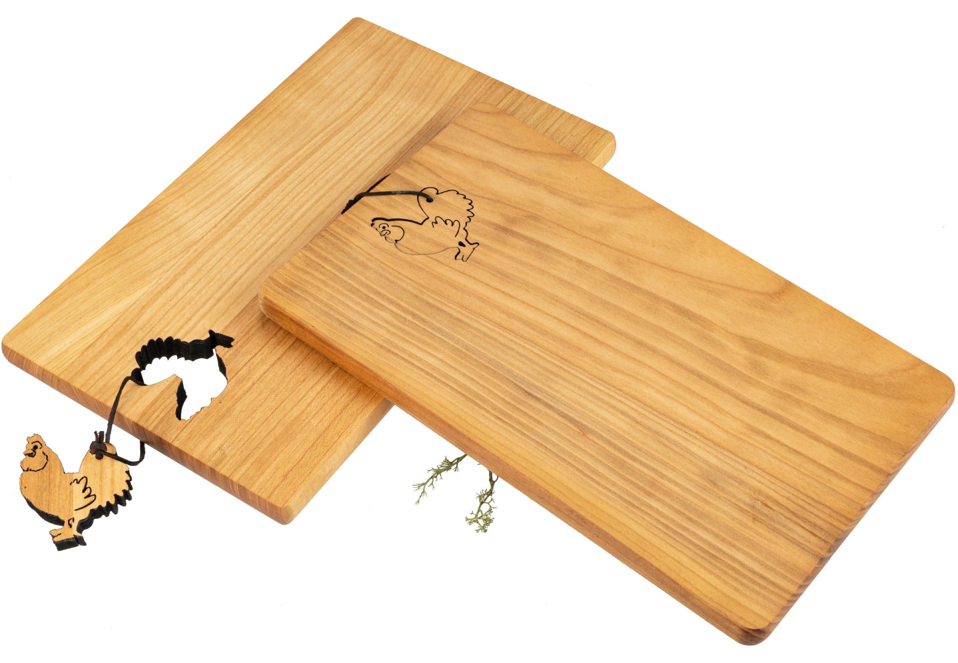 Schneidebrett - Kirsche geölt - 30 x 18 x 1,5 cm - Hahn an Lederband FSC®