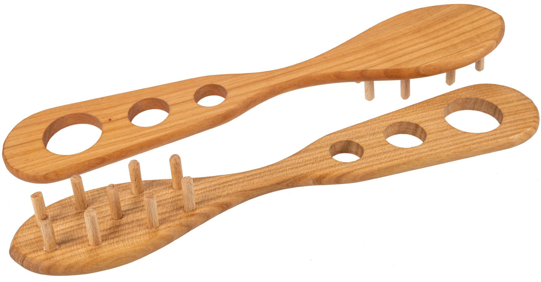 Spaghettiloeffel mit Portionierer aus geoeltem Kirschholz