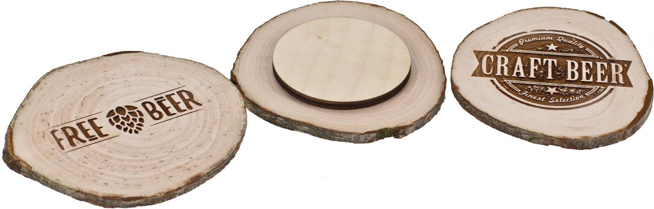 Bierdeckel mit Rinde aus Erle Ca