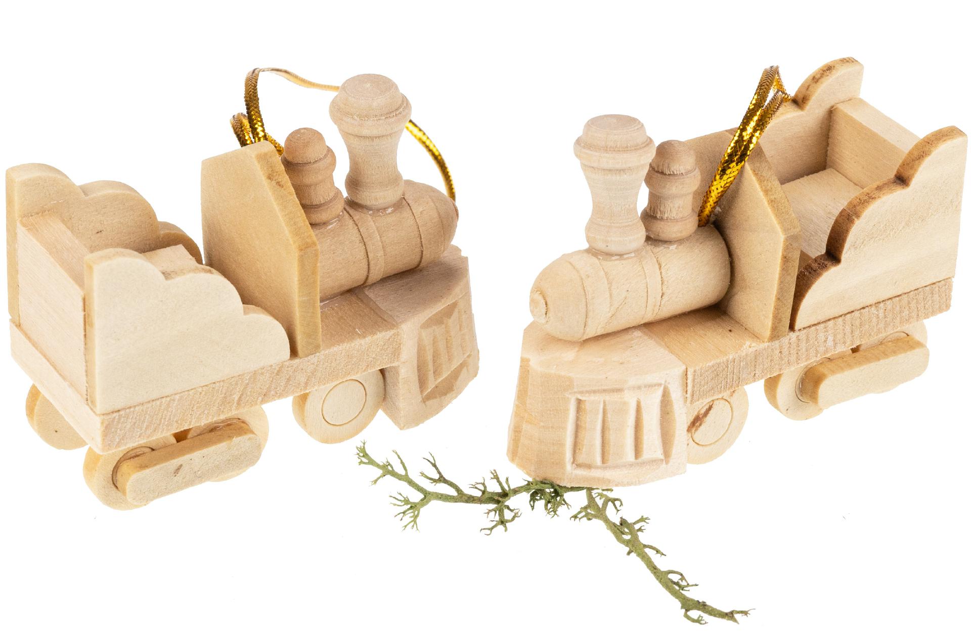 Handgeschnitzter Weihnachtsbaumschmuck | Lokomotive aus Lindenholz