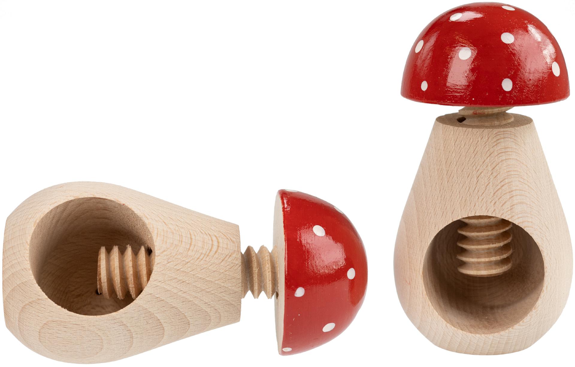 Nussschraube / Nussknacker aus Buche - Fliegenpilz Design mit persönlicher Lasergravur