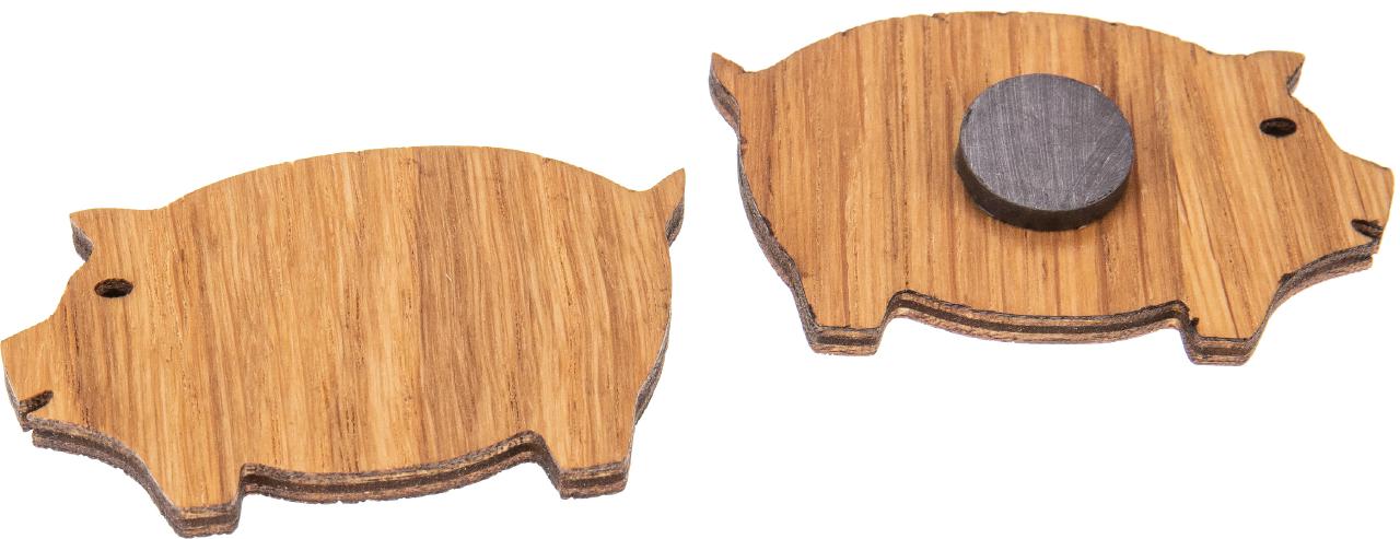 Holz Magnet Eiche geoelt Form: Schwein FSC