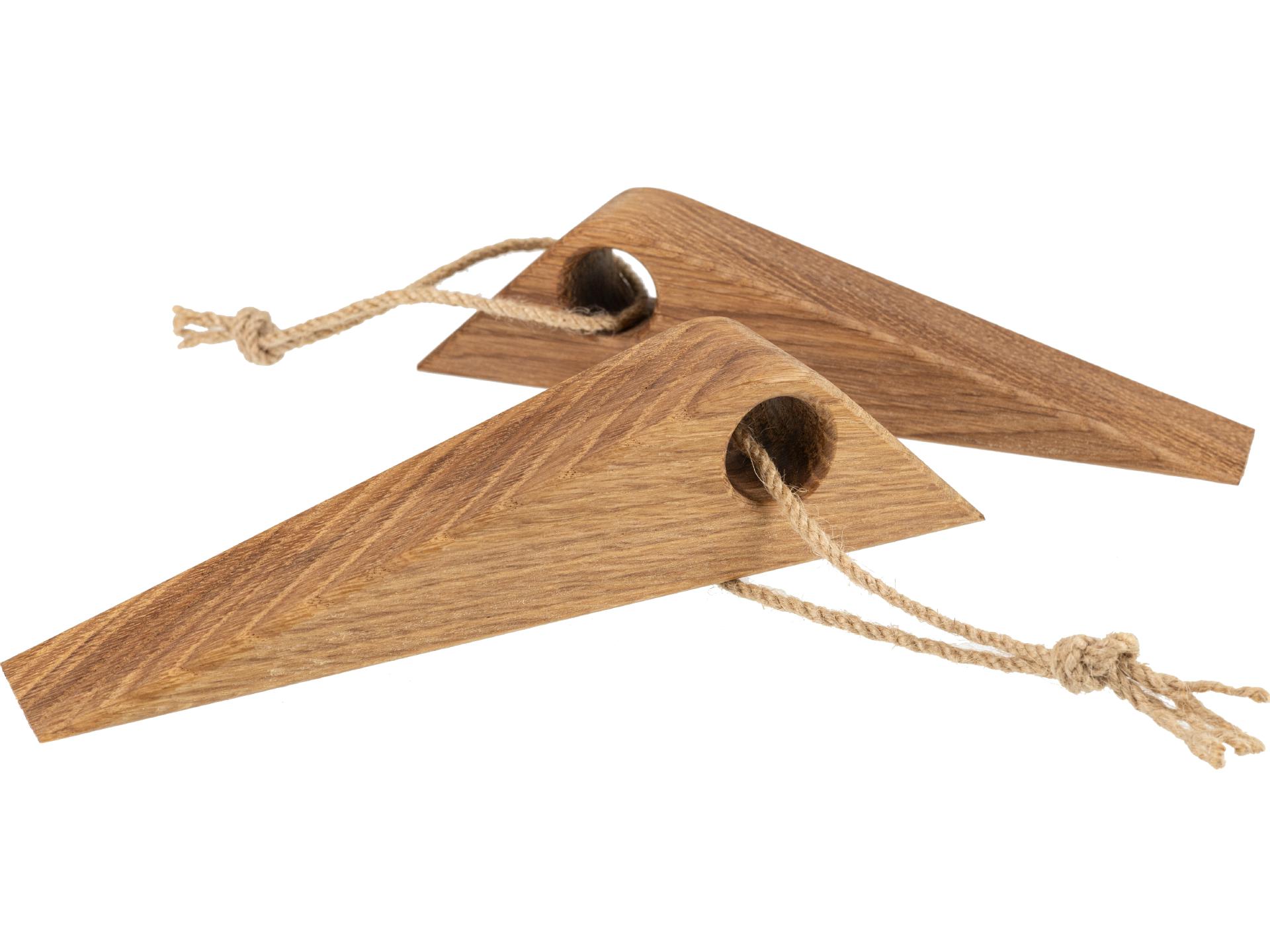Holz Türstopper mit Kordel aus Eiche geölt - Türkeil rutschfest mit Neopren