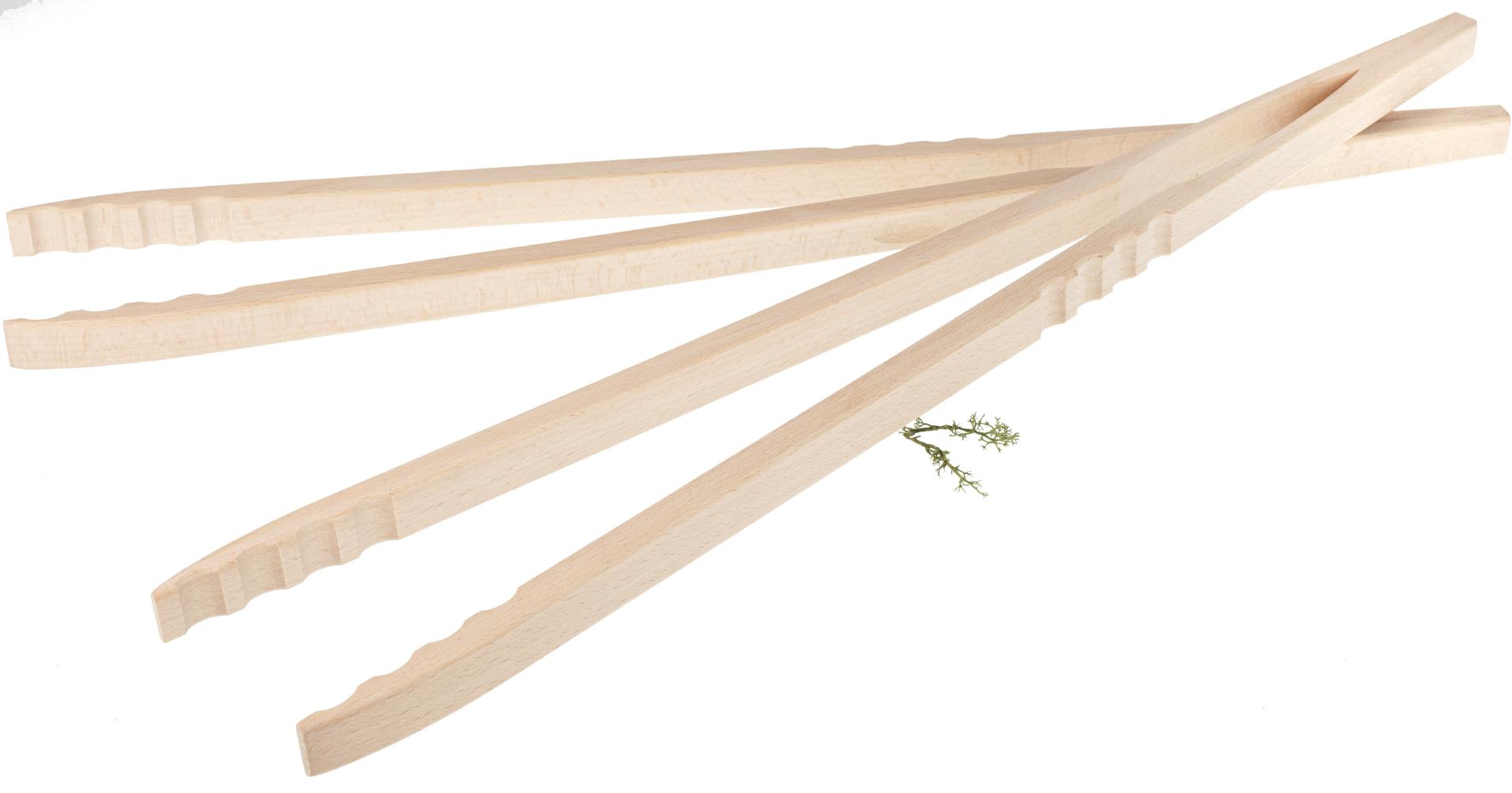 Hochwertige XXL Grillzange / Würstchenzange aus Buchen Holz - 60 cm