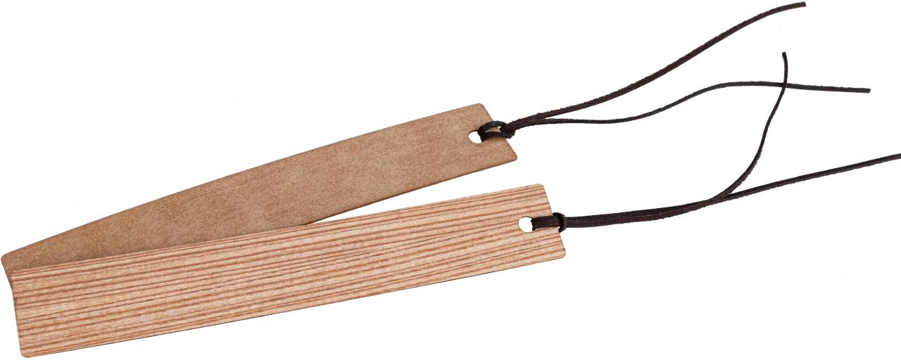 Schlichtes Holz Lesezeichen mit Lederband Laerche
