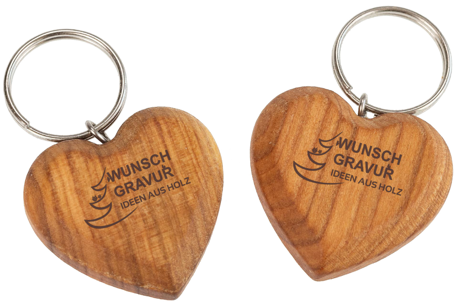 Holz Herz Schluesselanhaenger aus geoelter Kirsche mit individueller Laser Gravur