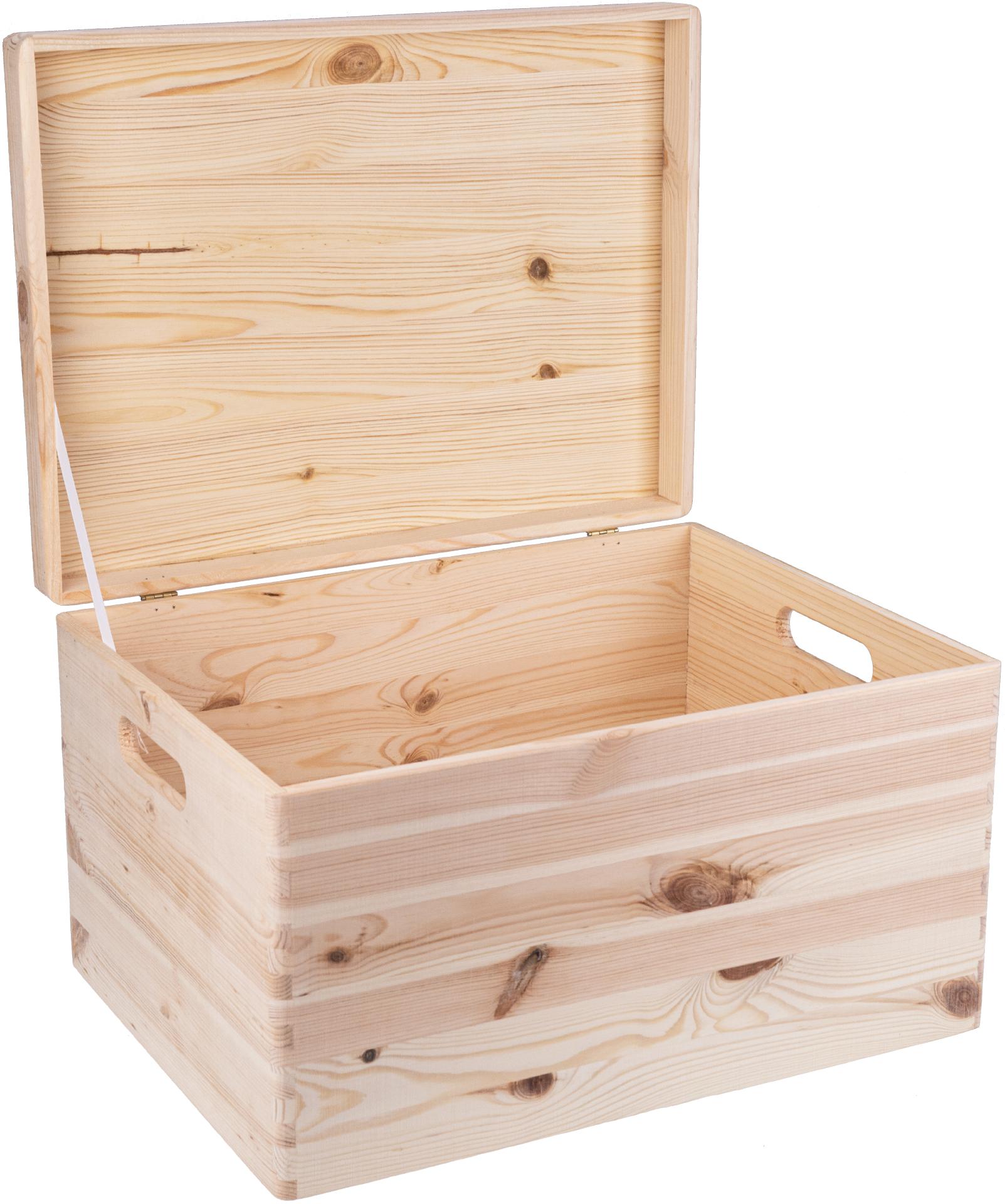 GroÃŸe Holz Kiste mit Massivholz Klappdeckel und Griff