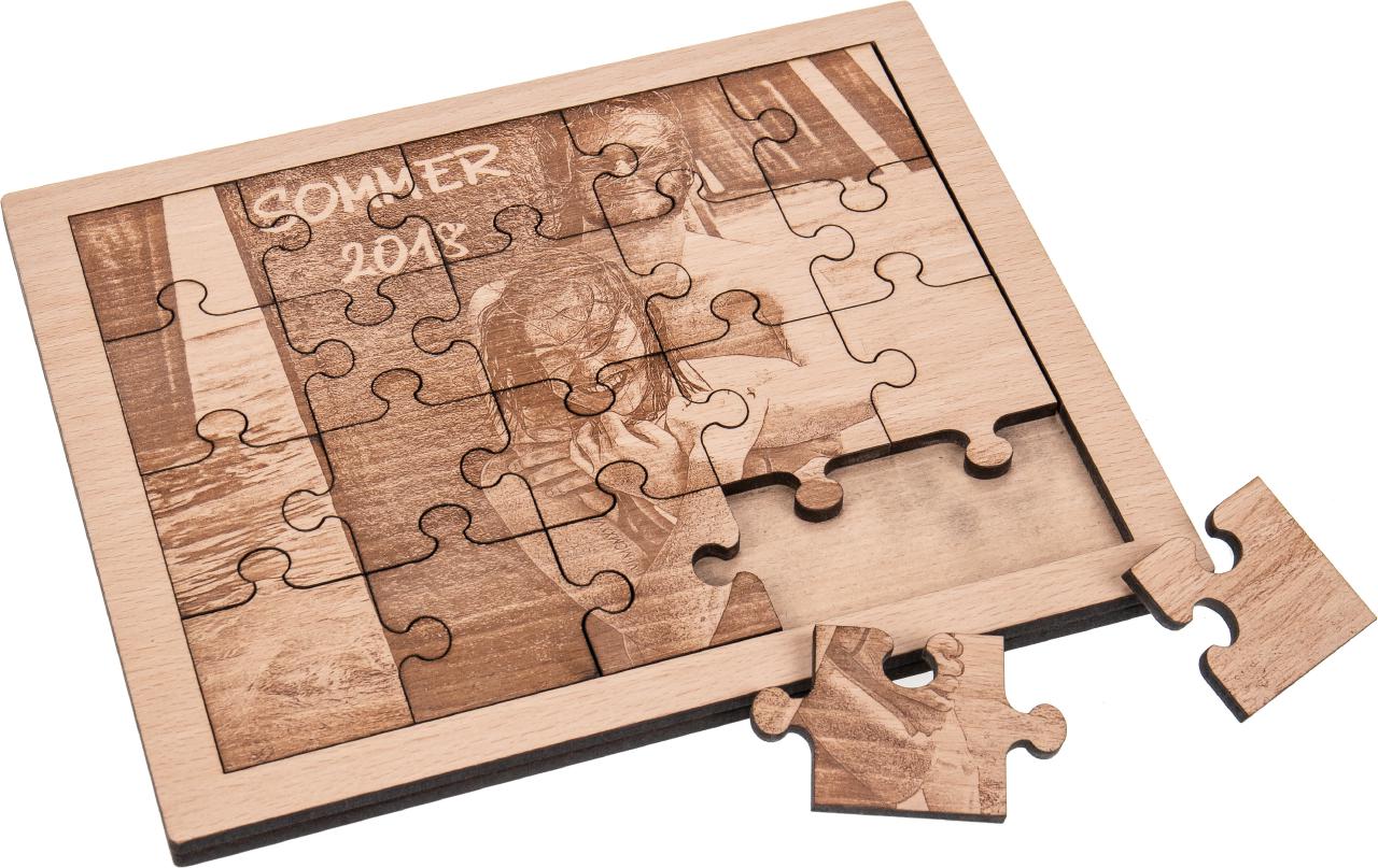 Fotogravur auf Holz Puzzle incl Rahmen Buche