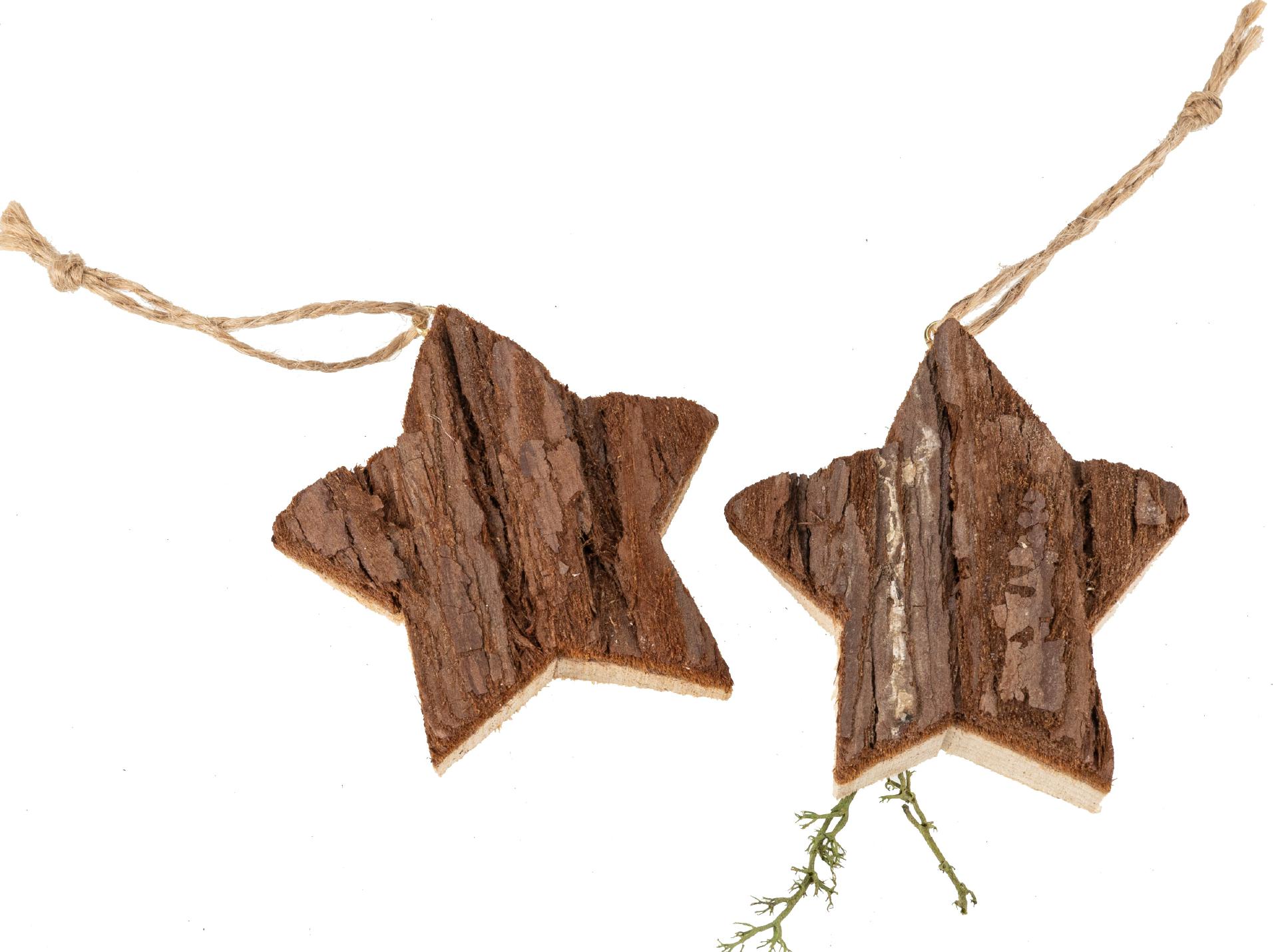 Weihnachtsanhänger mit Rinde - Stern-Design - 8 x 8 cm, Baumschmuck aus Holz