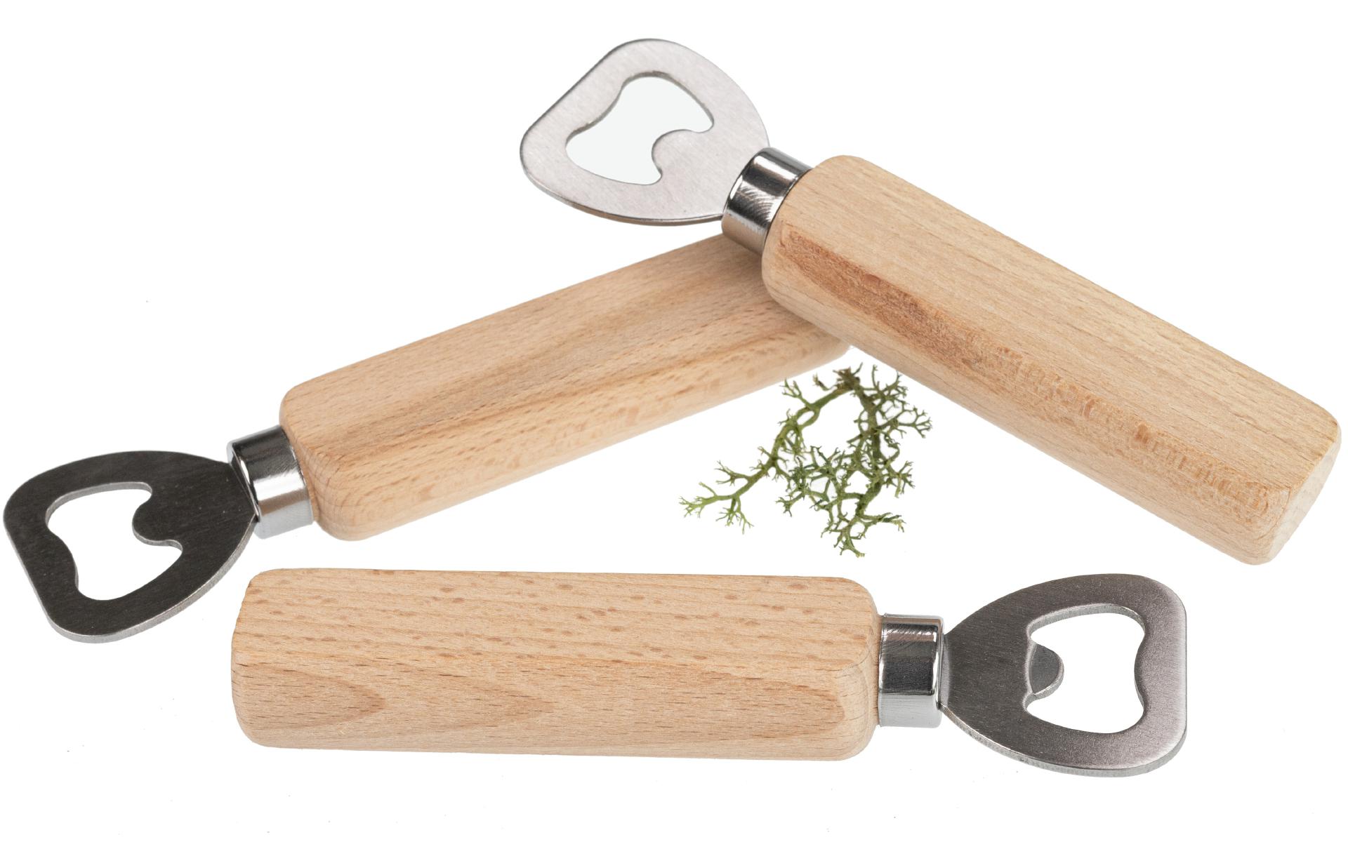 Flaschenöffner / Kapselheber mit Edelstahl Klinge - FSC® Buche Griff unbehandelt