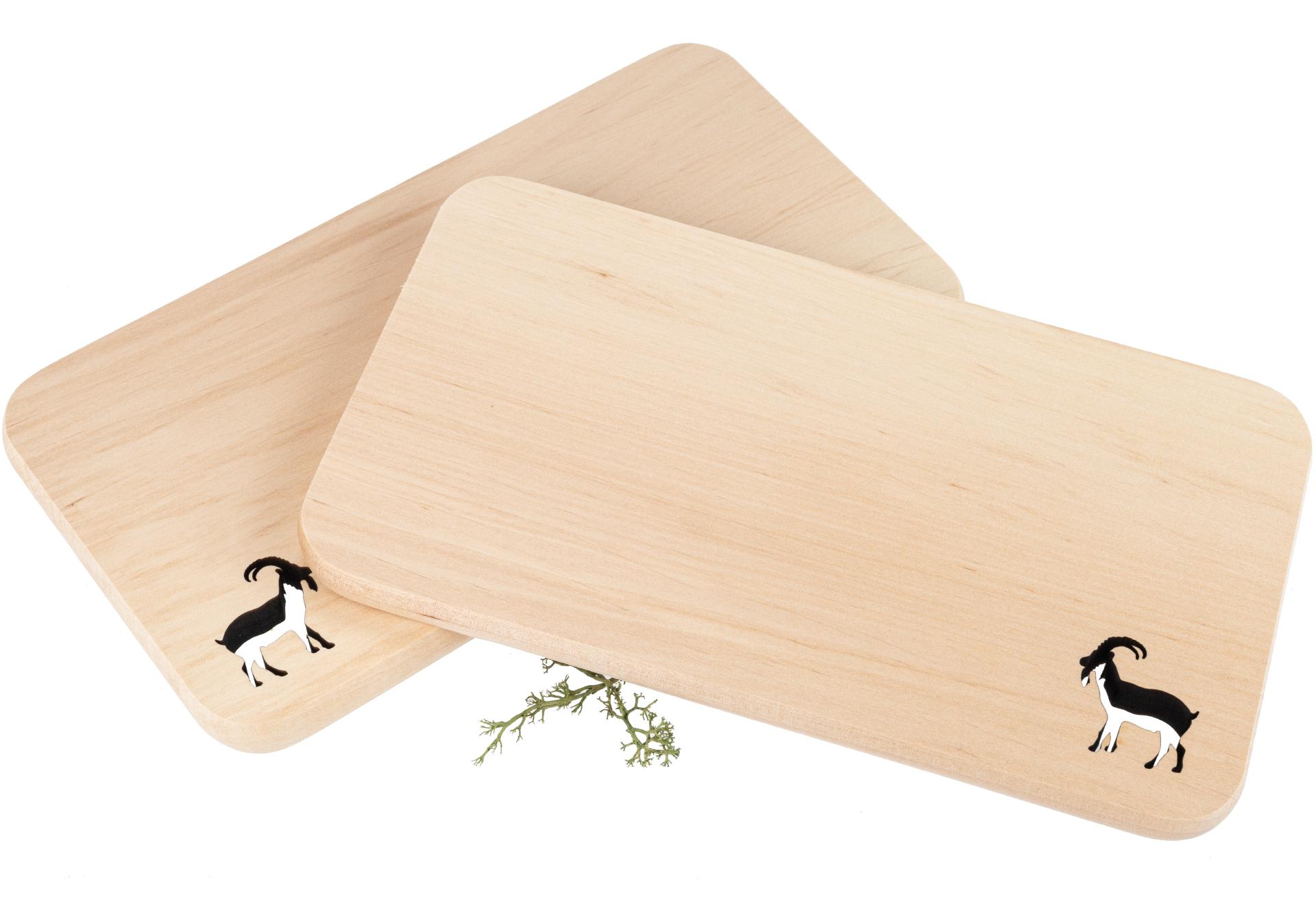 Schneidebrett aus FSC® Erle mit Laserschnitt 22,5 x 12,5 x 1,2 cm - Steinbock geölt