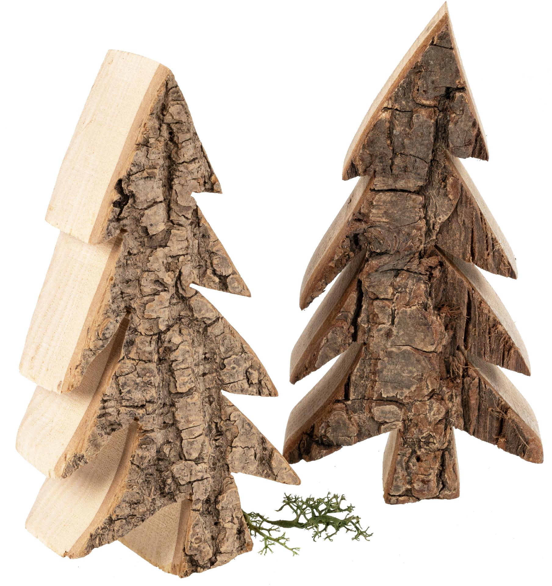 Holz Deko Tannen mit Rinde | Schiefe Tanne aus Erle -  15 cm