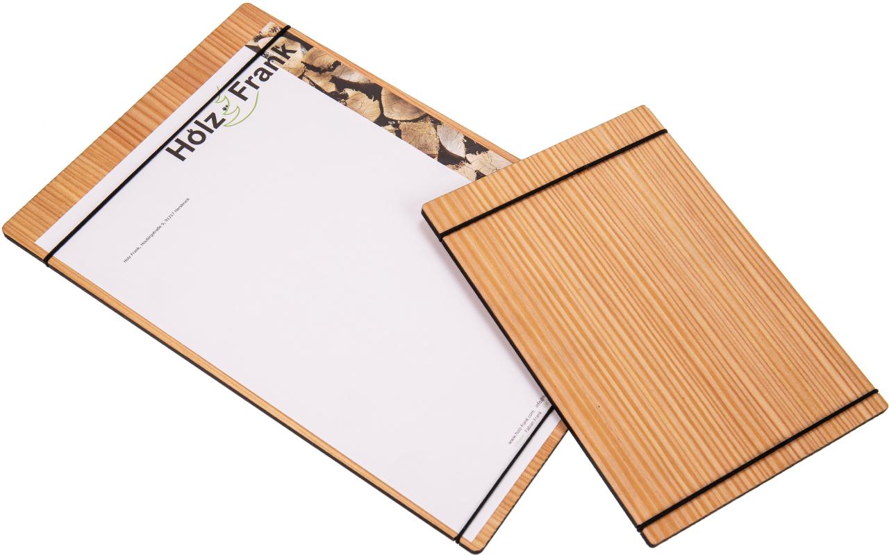 Holz Klemmbrett Laerche roh mit Gummiband
