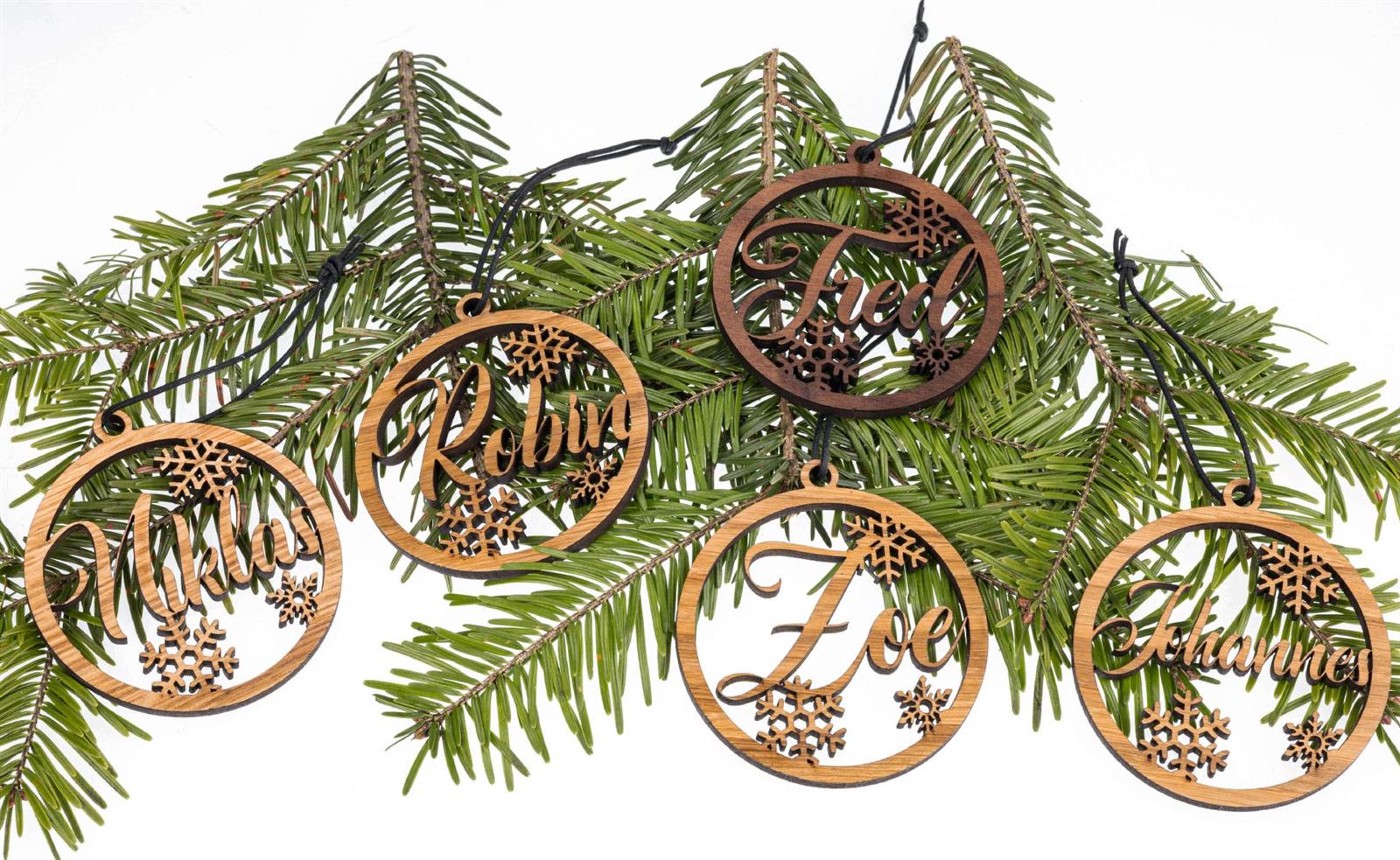Holz Weihnachtsbaumschmuck Weihnachtskugel mit Wunschname