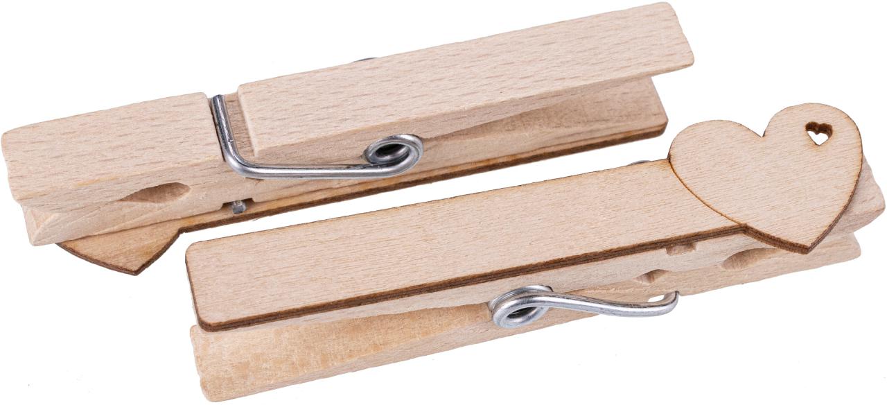 Waescheklammer Glubbal mit Holz Aufsatz Motiv Herz